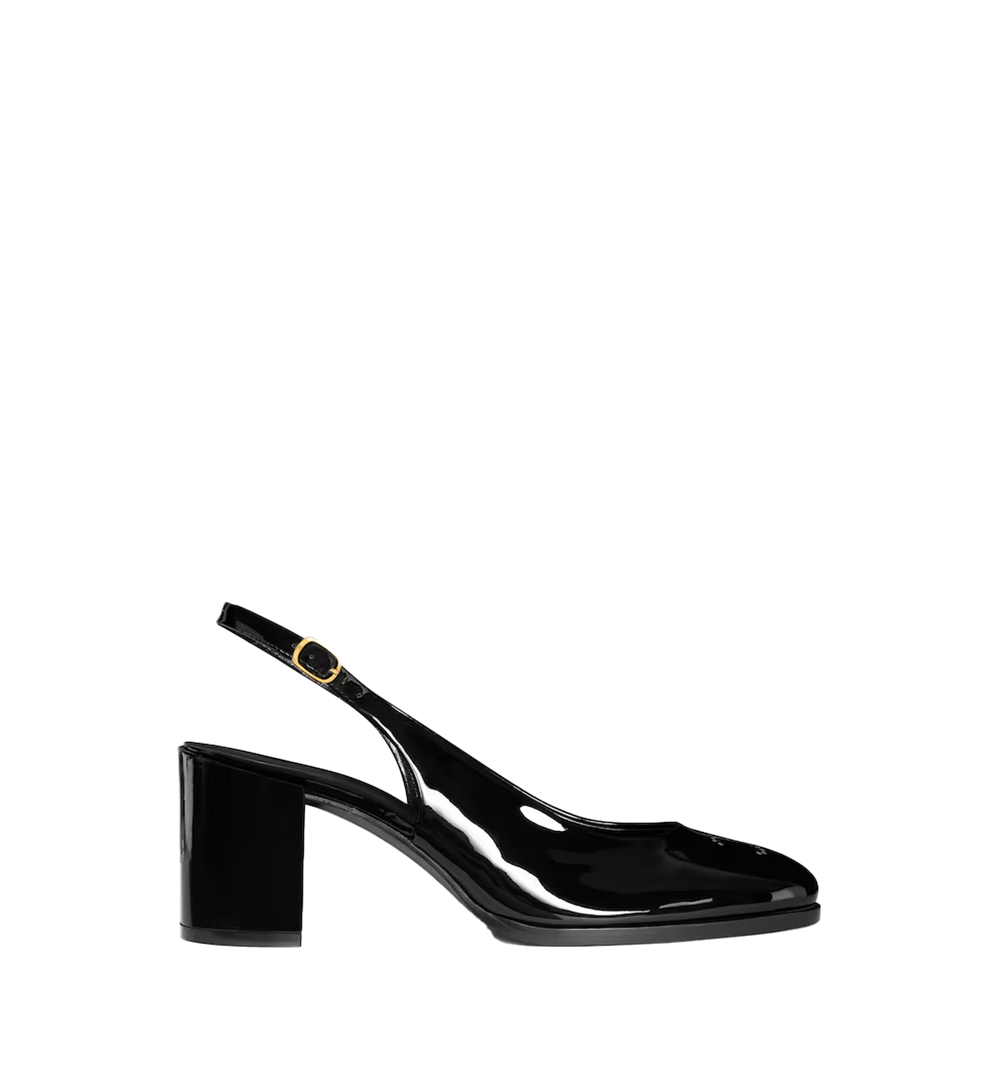 Lily Perforated Triomphe Slingback in Patent Calfskin - Black