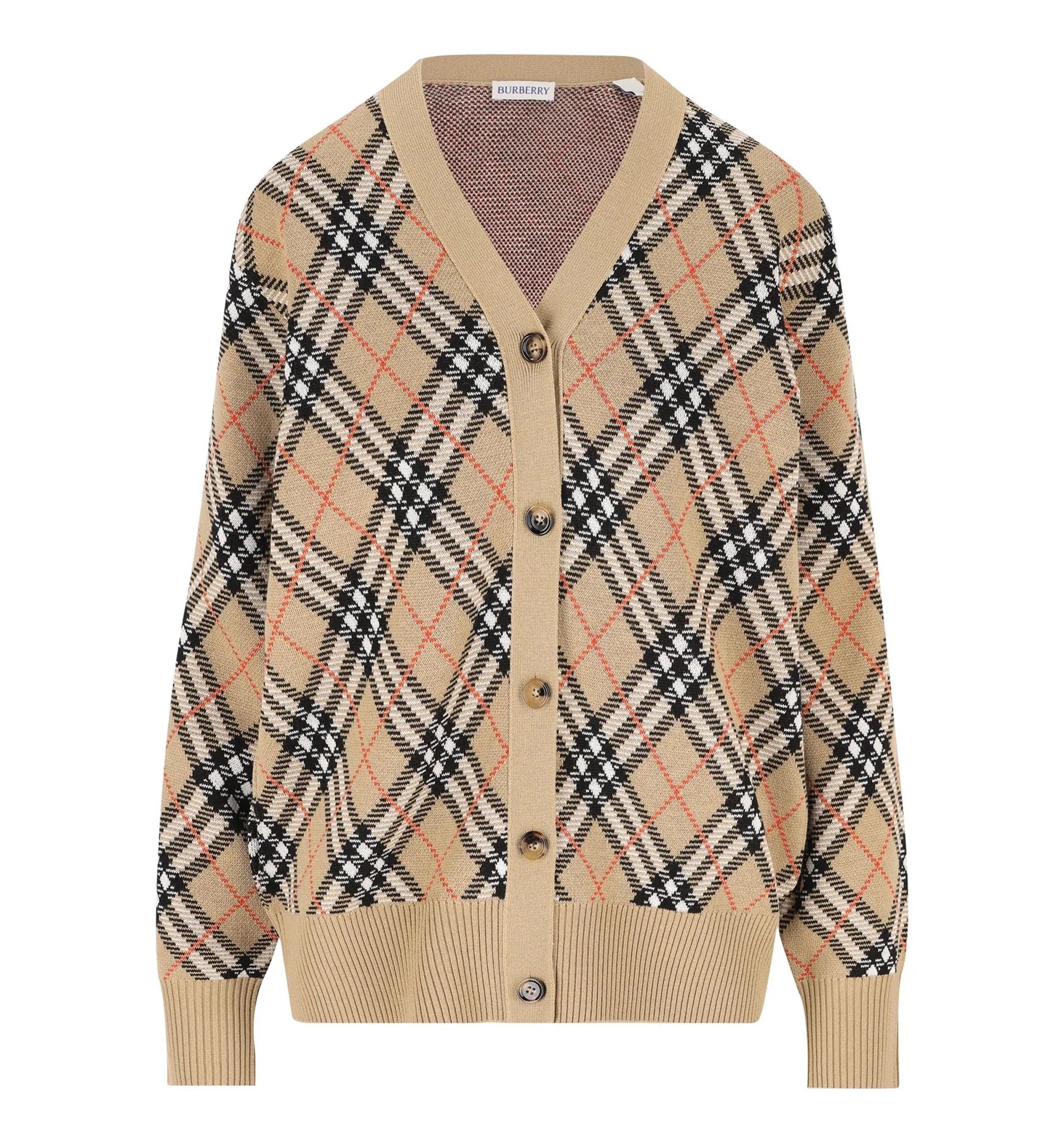 Check Wool Blend Cardigan