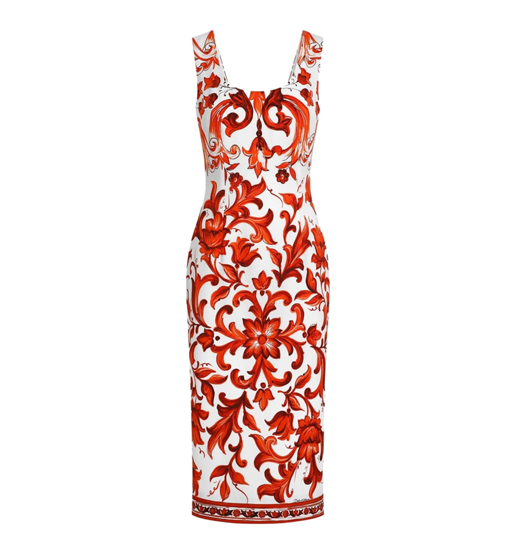 Majolica-Print Charmeuse Dress