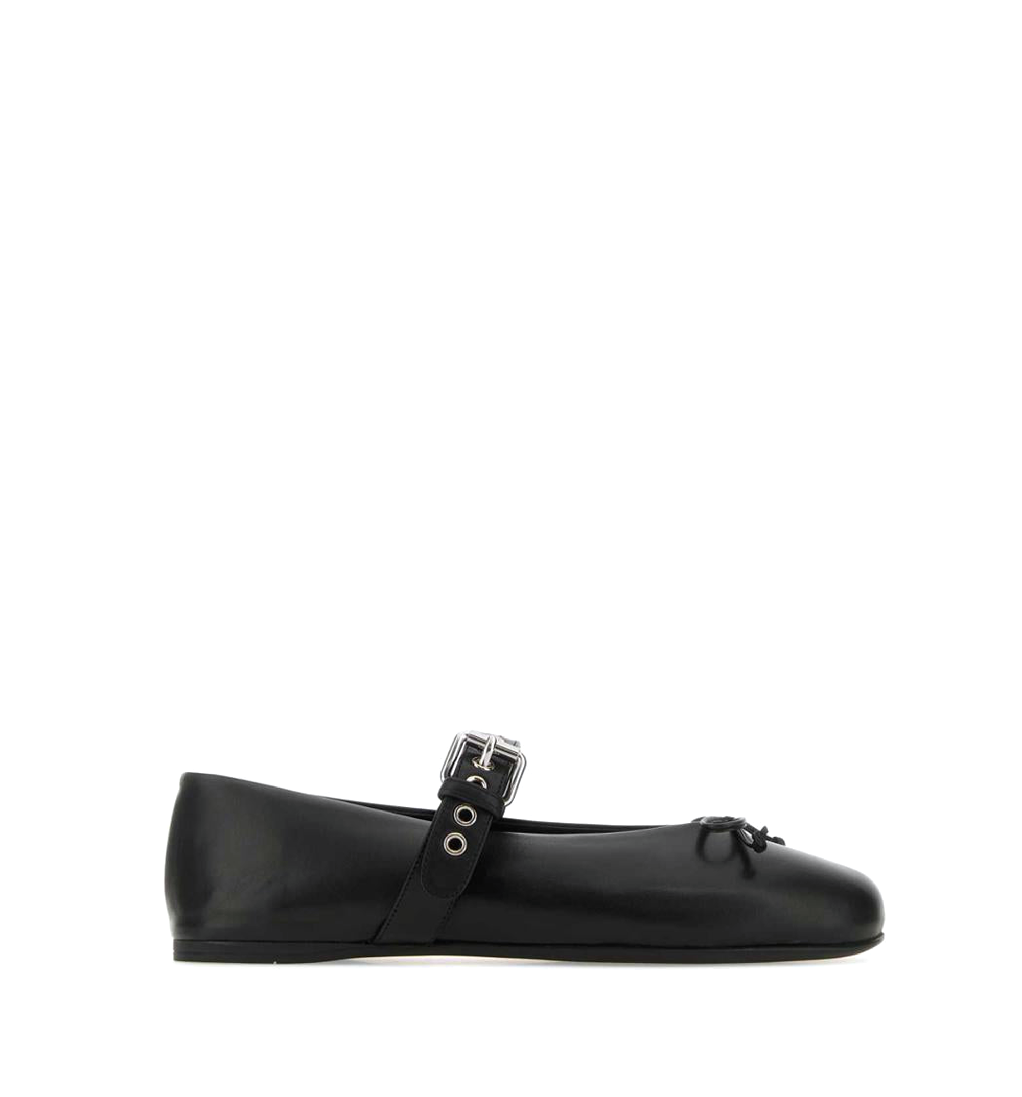 Leather Ballerinas with Buckle & Bow