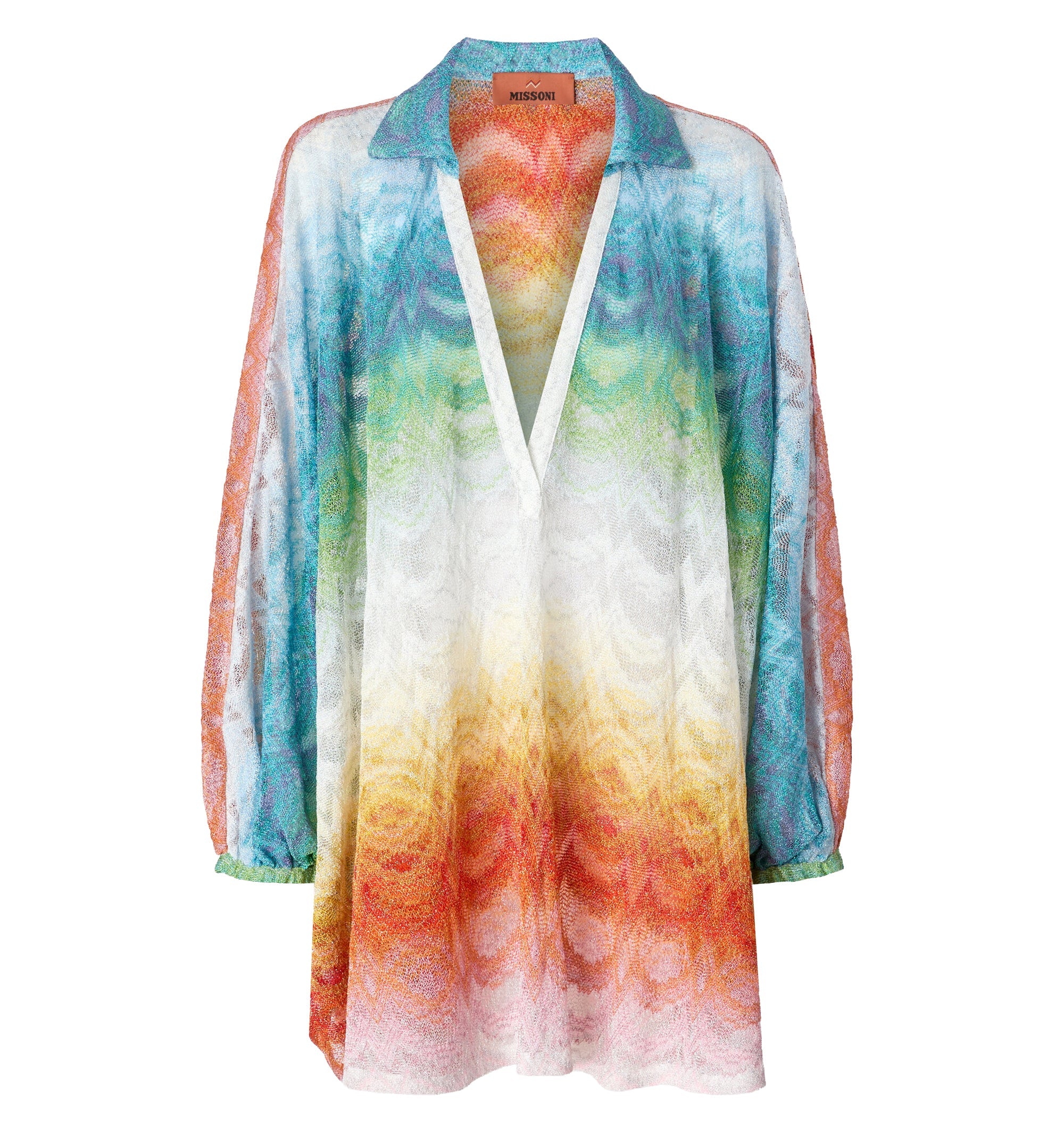 Short Caftan Cover-Up In Shaded Lamé Viscose