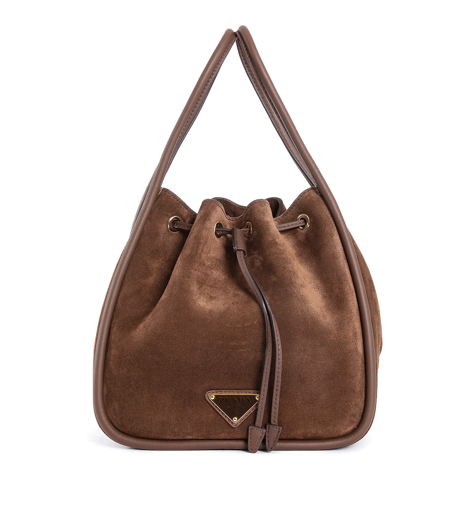 Suede Leather Bucket Bag - Cocoa Brown