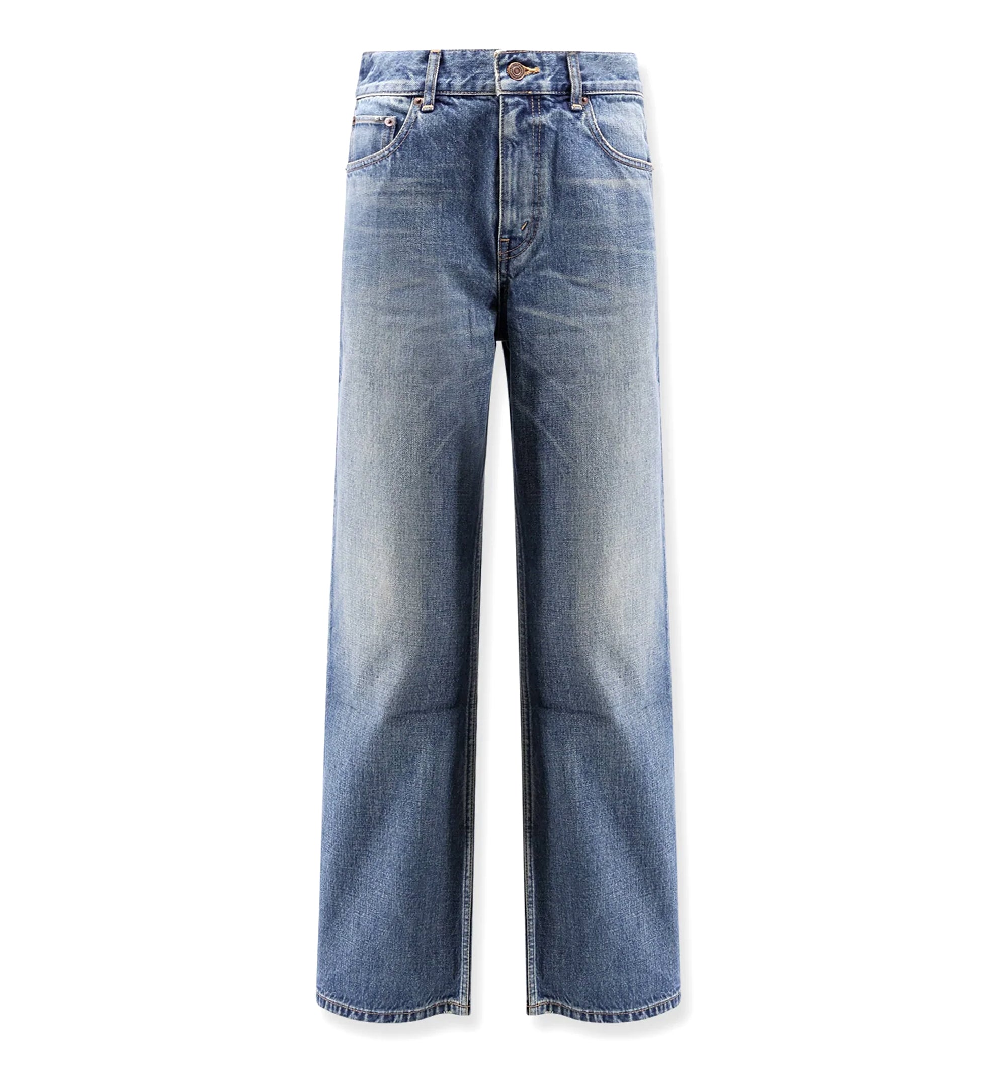 Stone-Washed Cotton Jeans