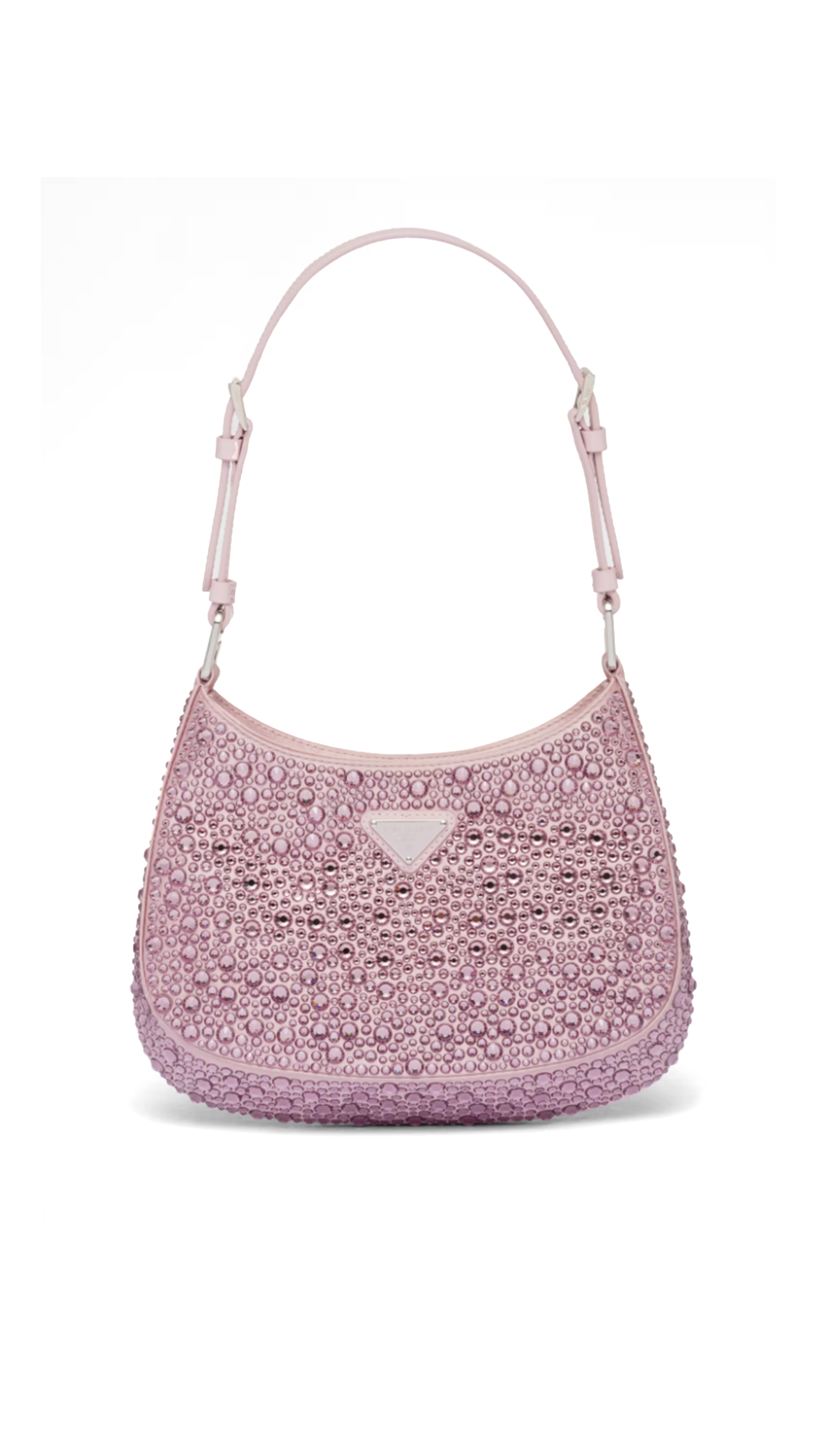 Cleo Satin Bag with Crystals - Alabaster Pink