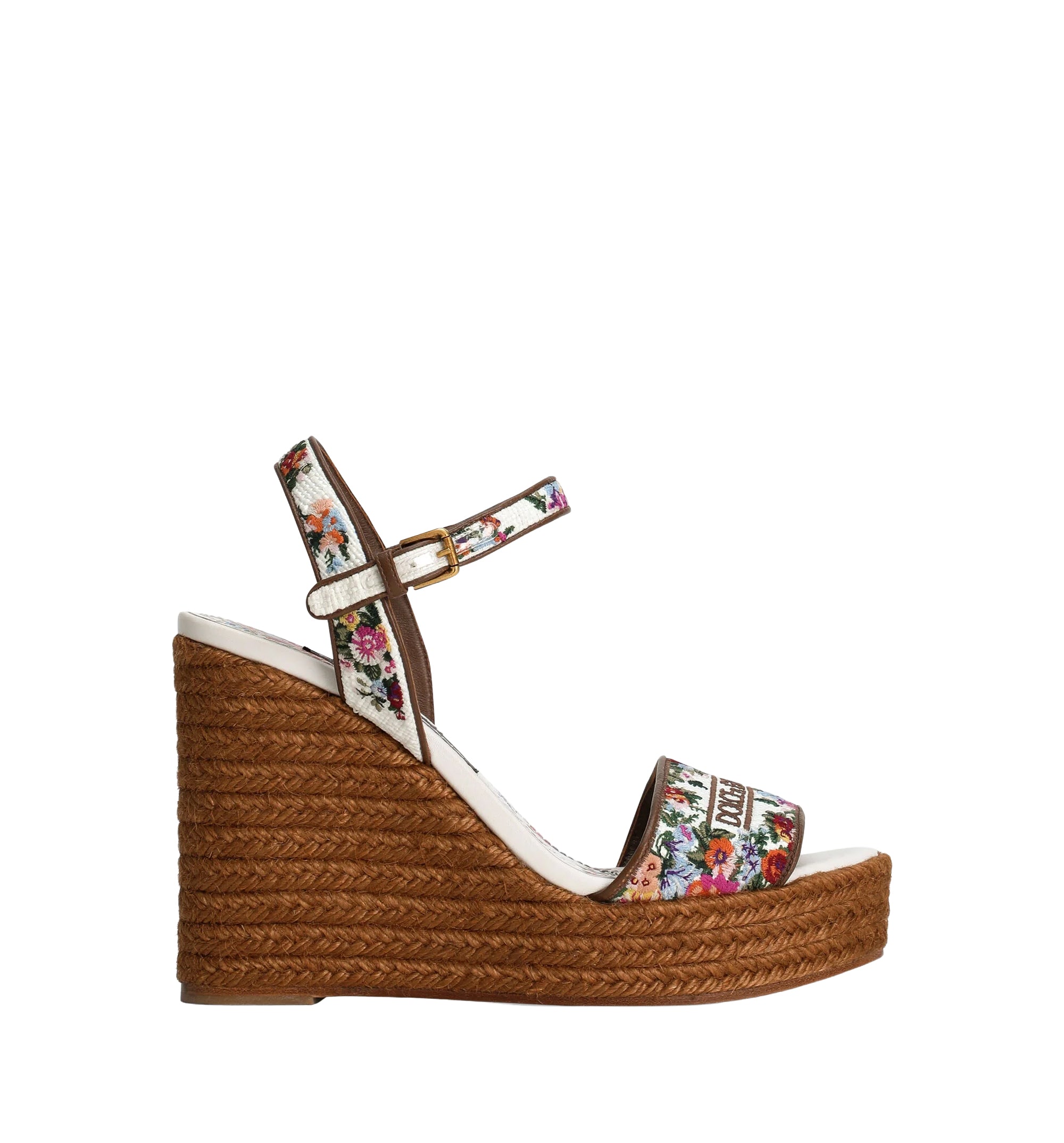 Nappa Leather Wedge Sandals With Embroidery