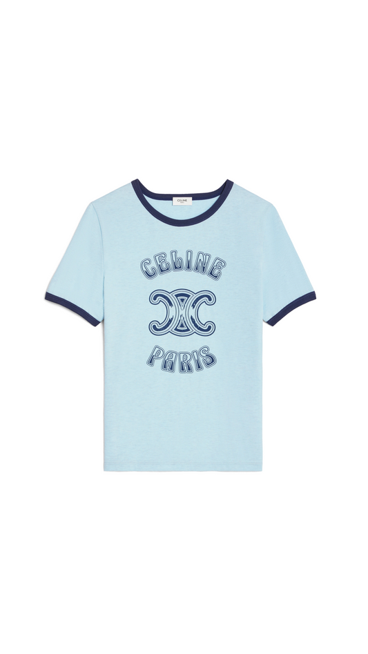 70's T-shirt in Cotton Jersey - Bleu Ciel Chiné/ Washed Blue GR