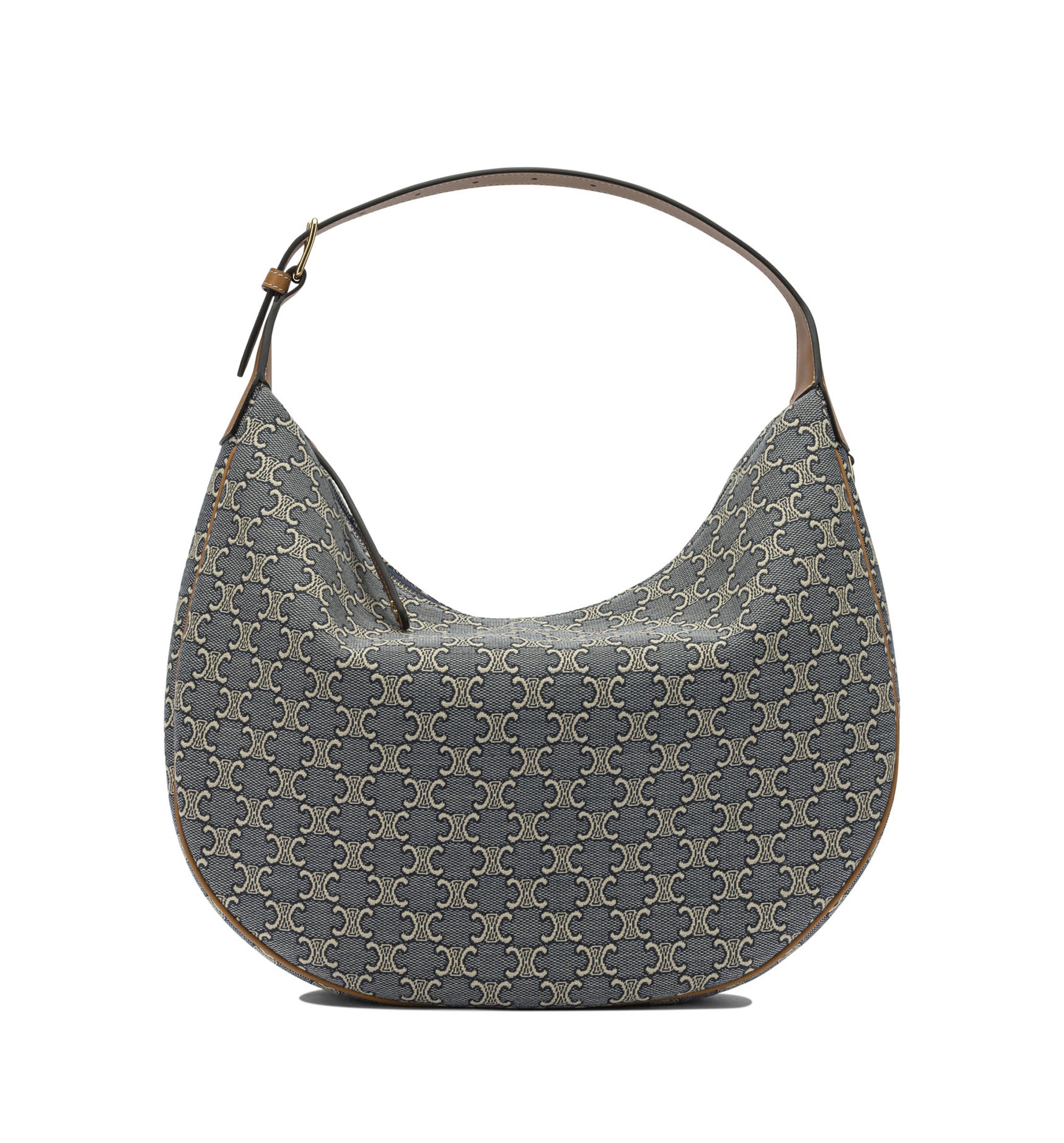 Large Celine Lulu In Triomphe Jacquard And Calfskin