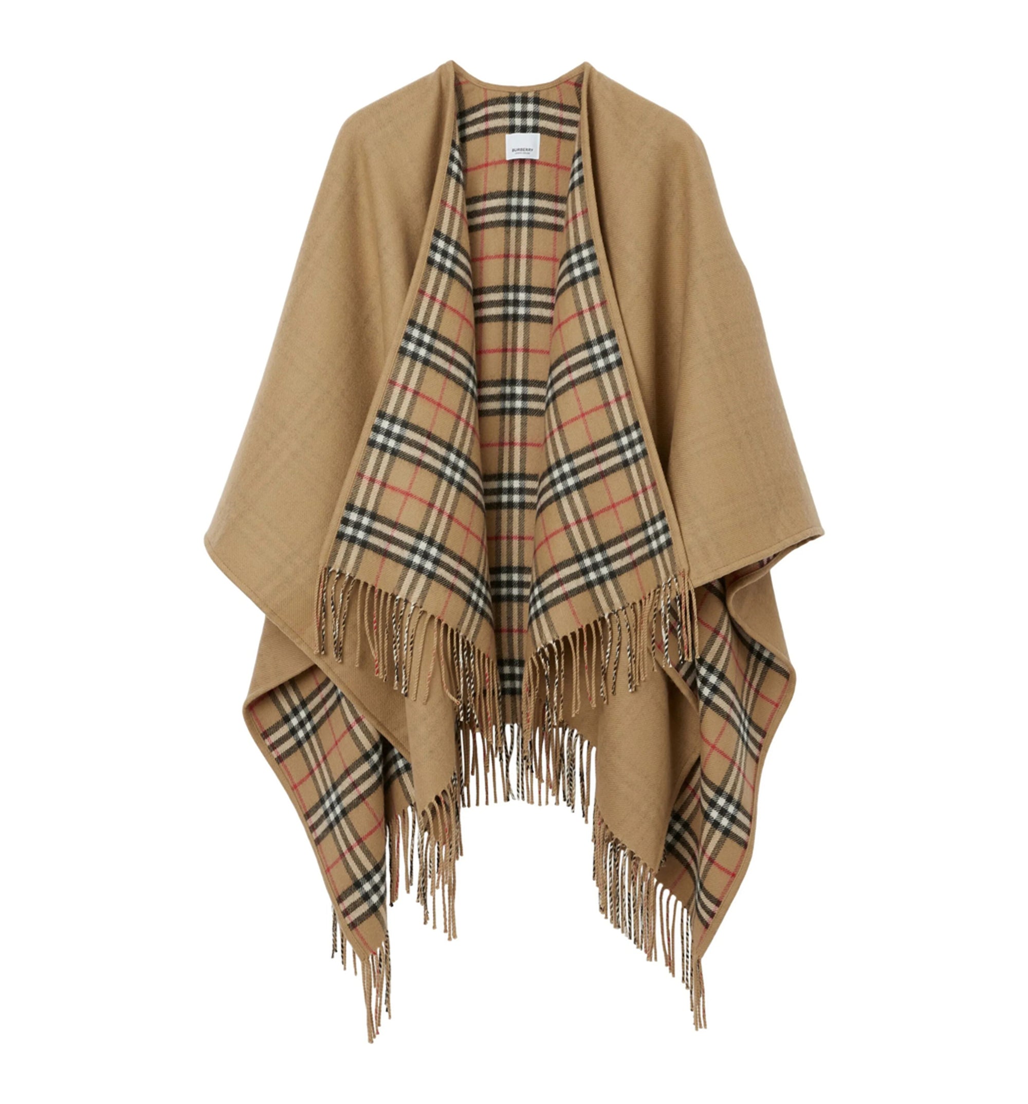 Reversible Check Wool Cape