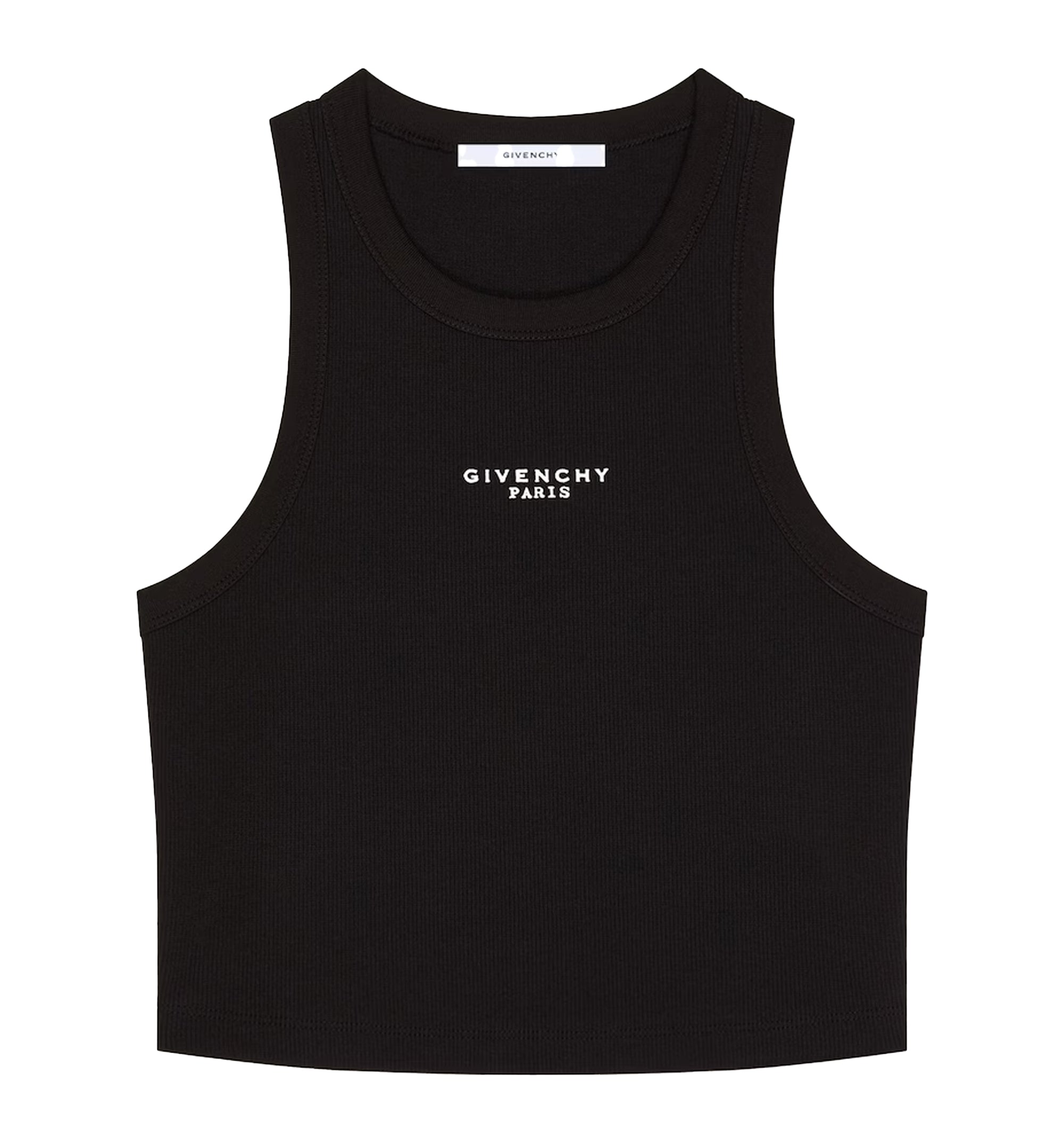 Cropped Tank Top In Cotton With GIVENCHY Paris Print