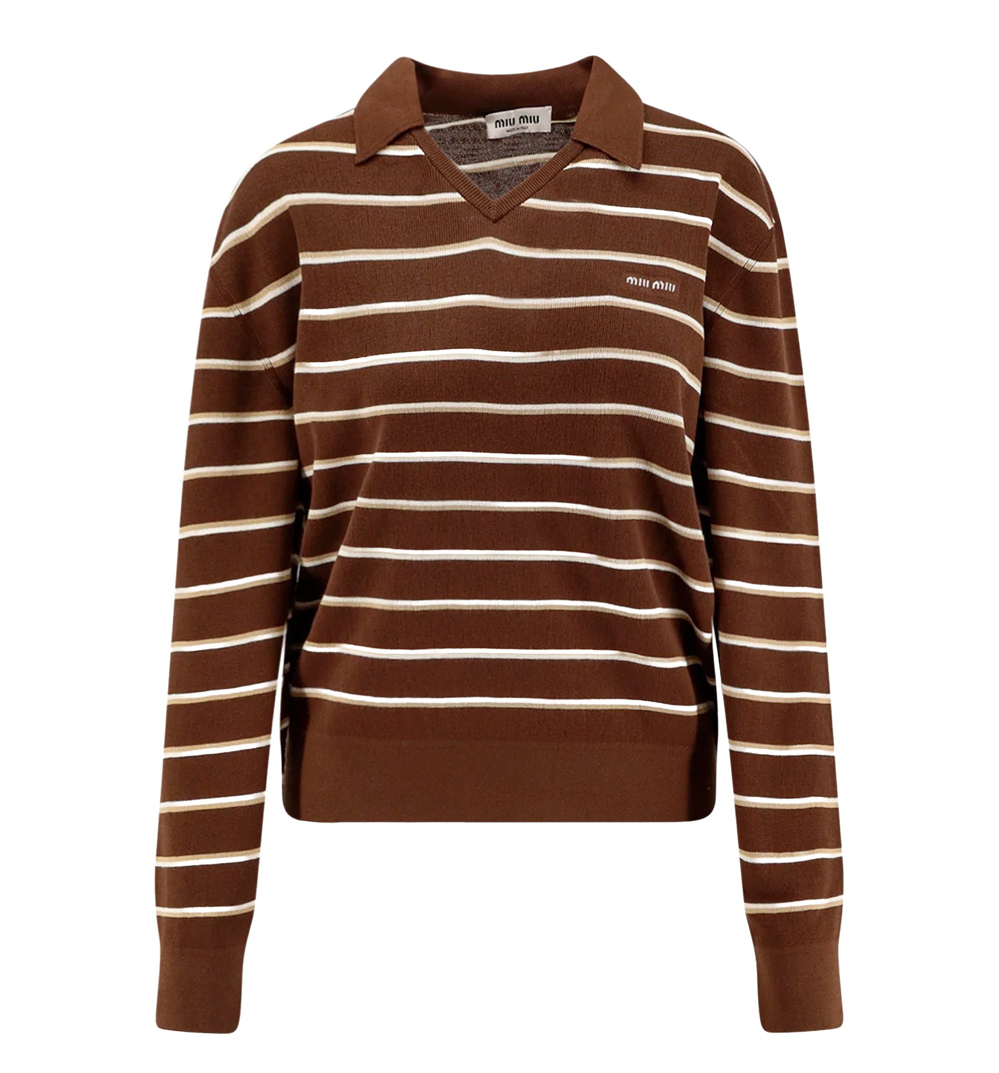 Striped Knit Polo Sweater