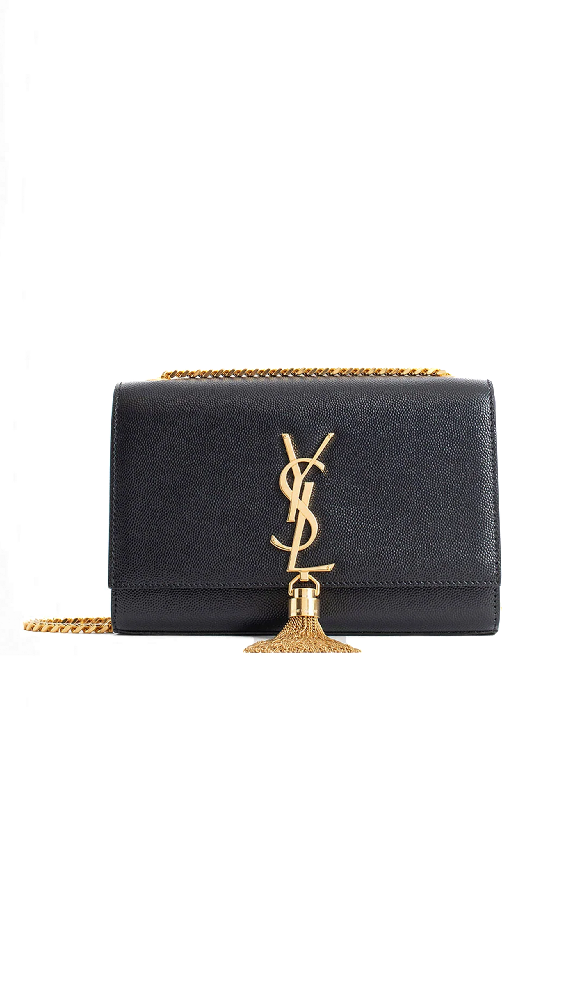 Kate chain wallet with tassel in grain de poudre embossed leather