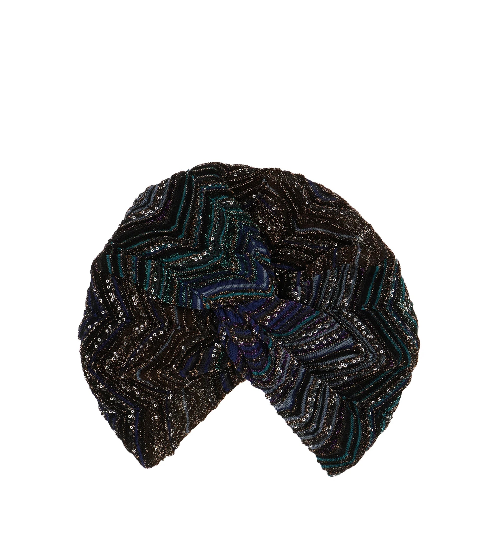 Zigzag-Pattern Sequin-Embellished Hat
