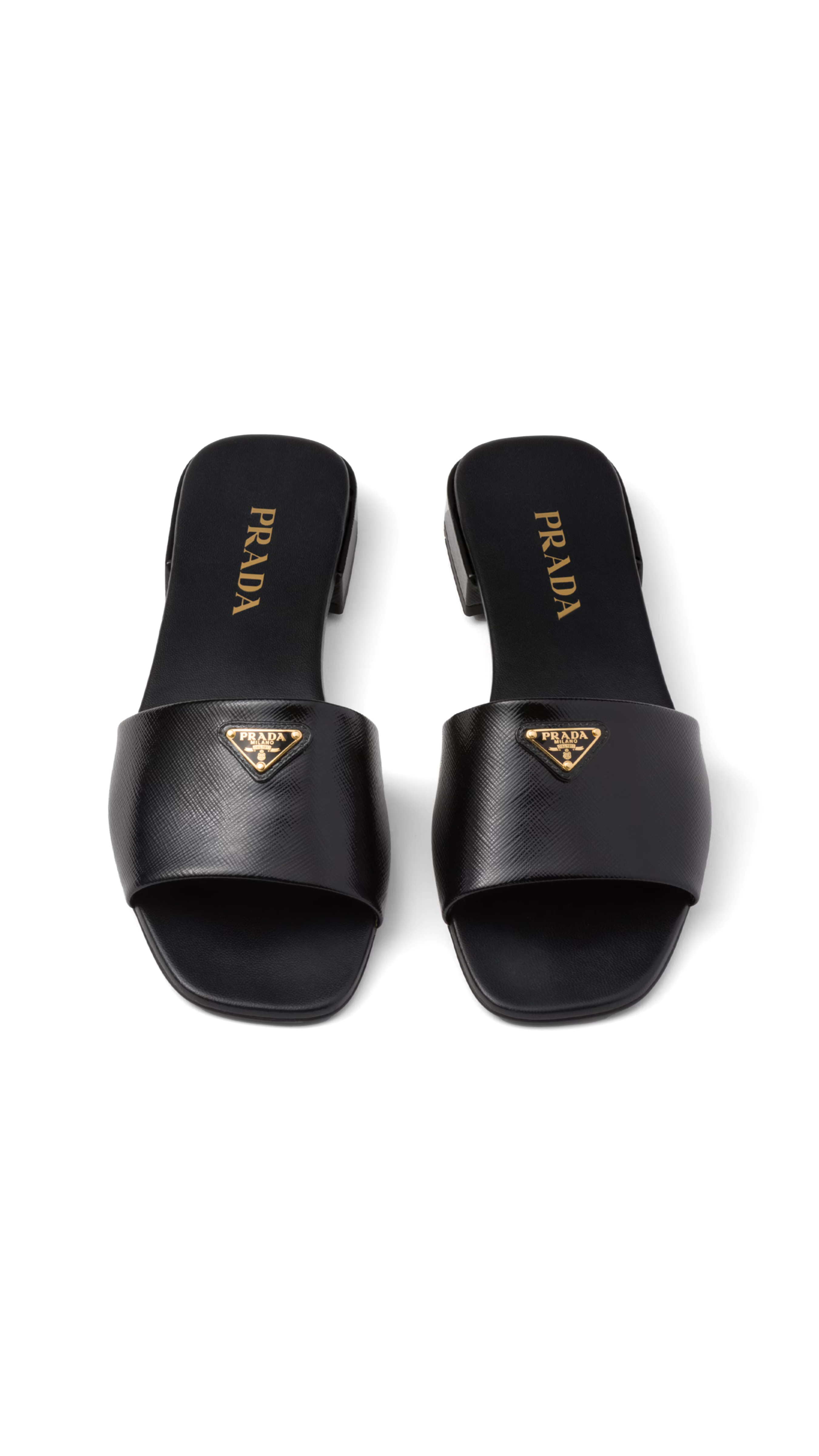 Saffiano Patent Leather Slides - Black