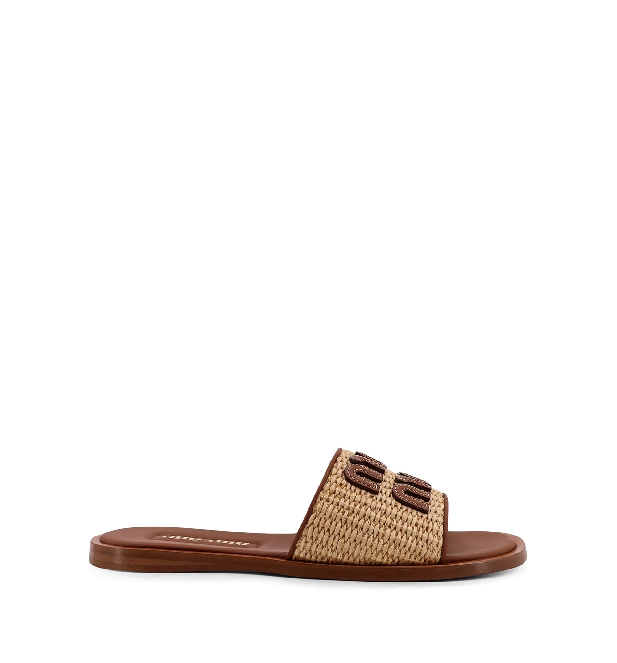 Raffia And Leather Logo Sandals