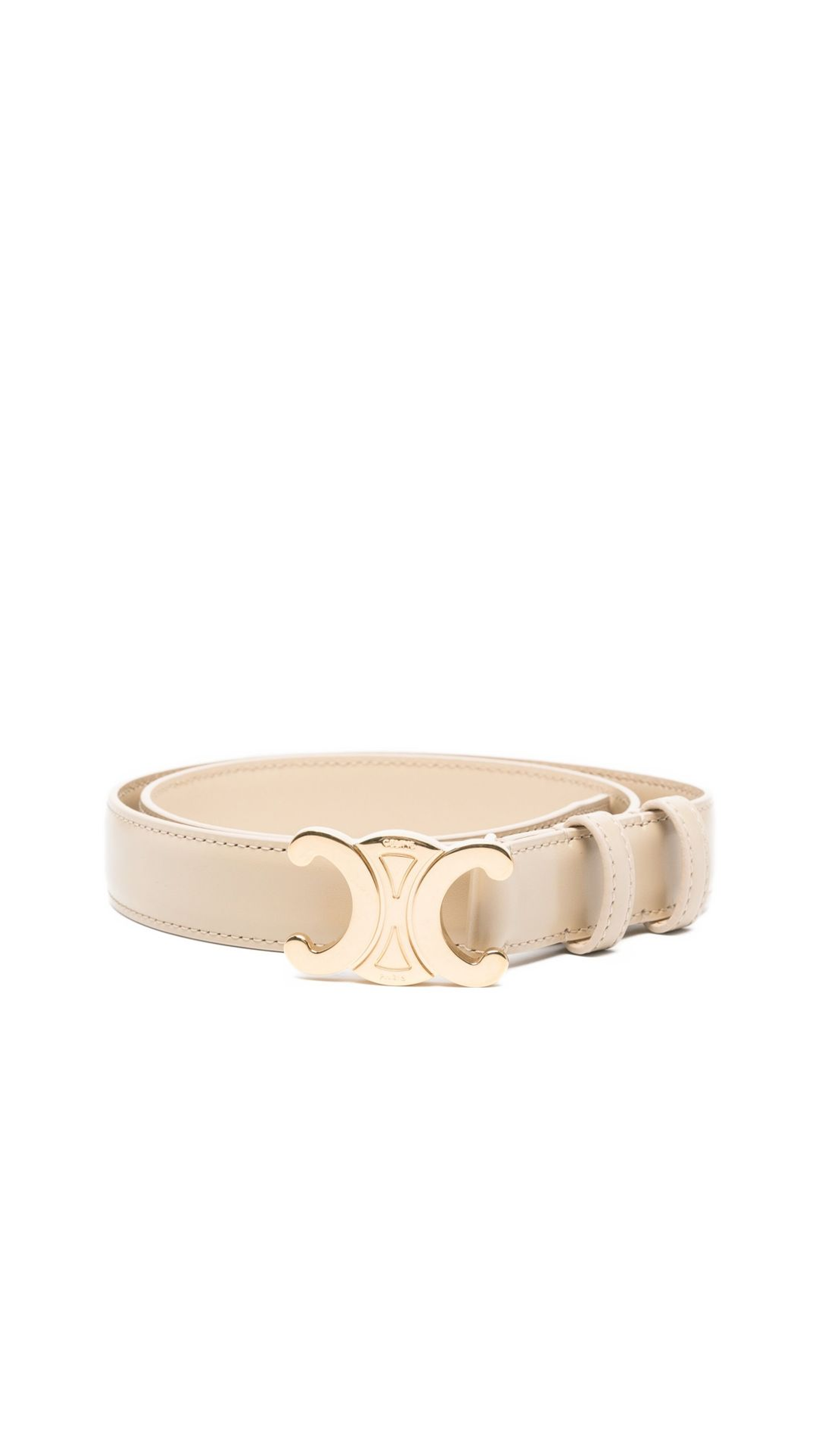 Medium Triomphe Belt in Taurillon Leather - White