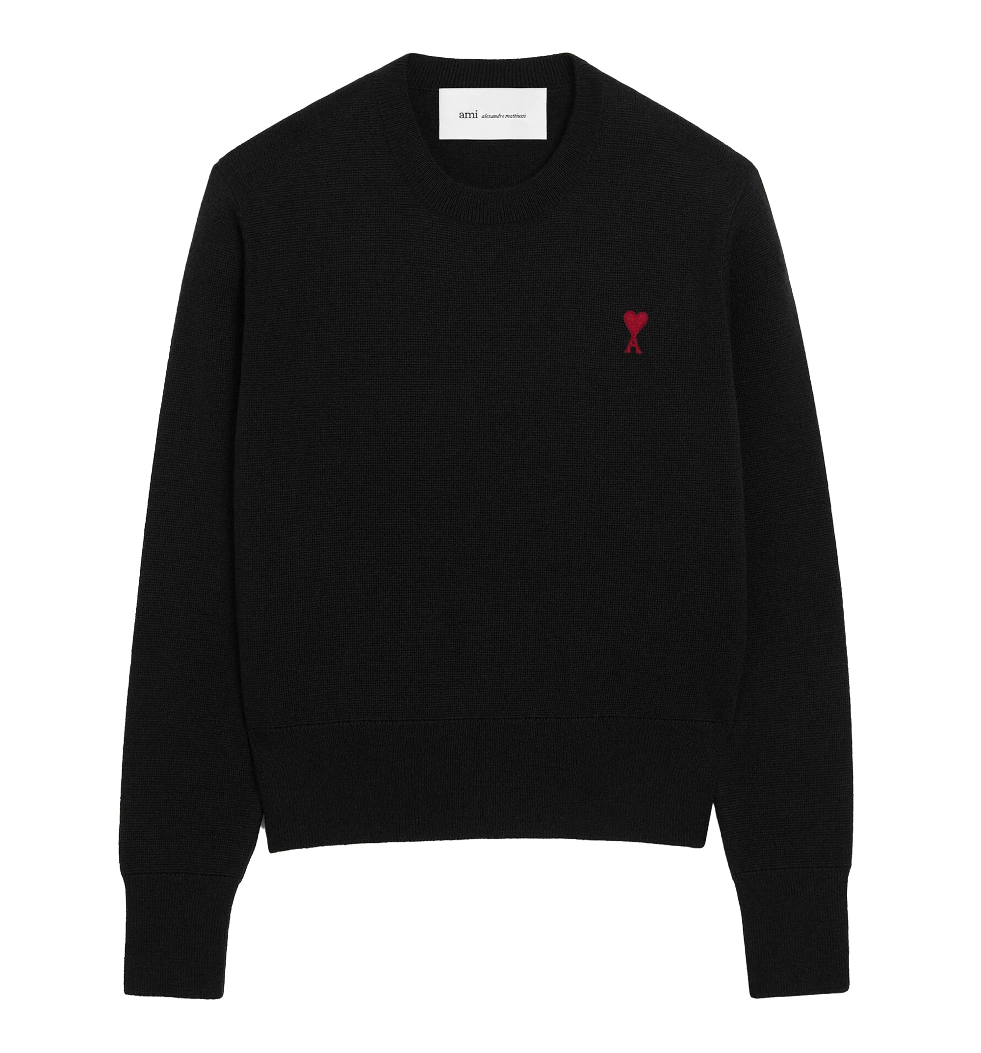 Wool Crewneck Sweater With Contrasted Ami De Coeur