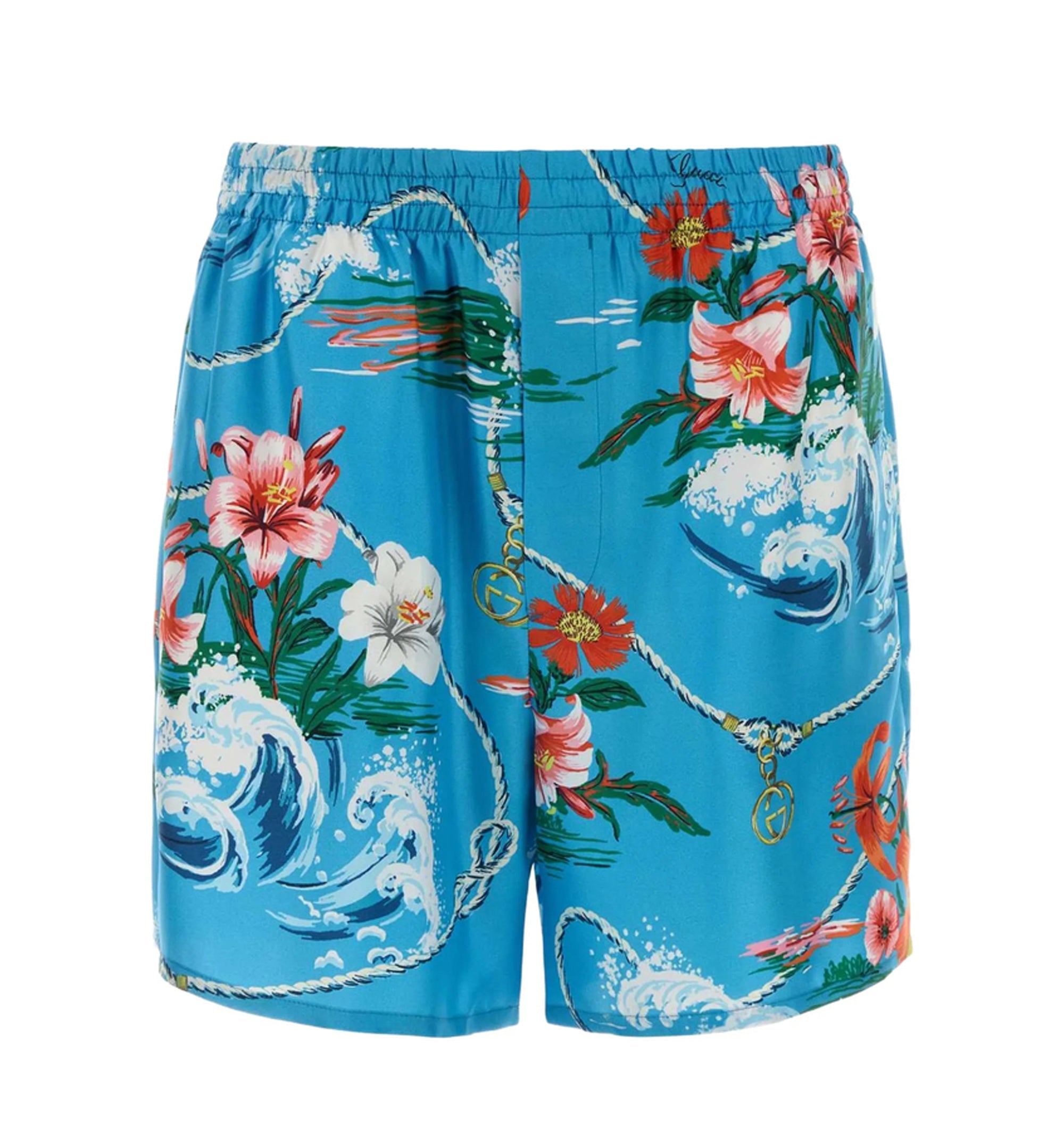 Printed Silk Twill Shorts