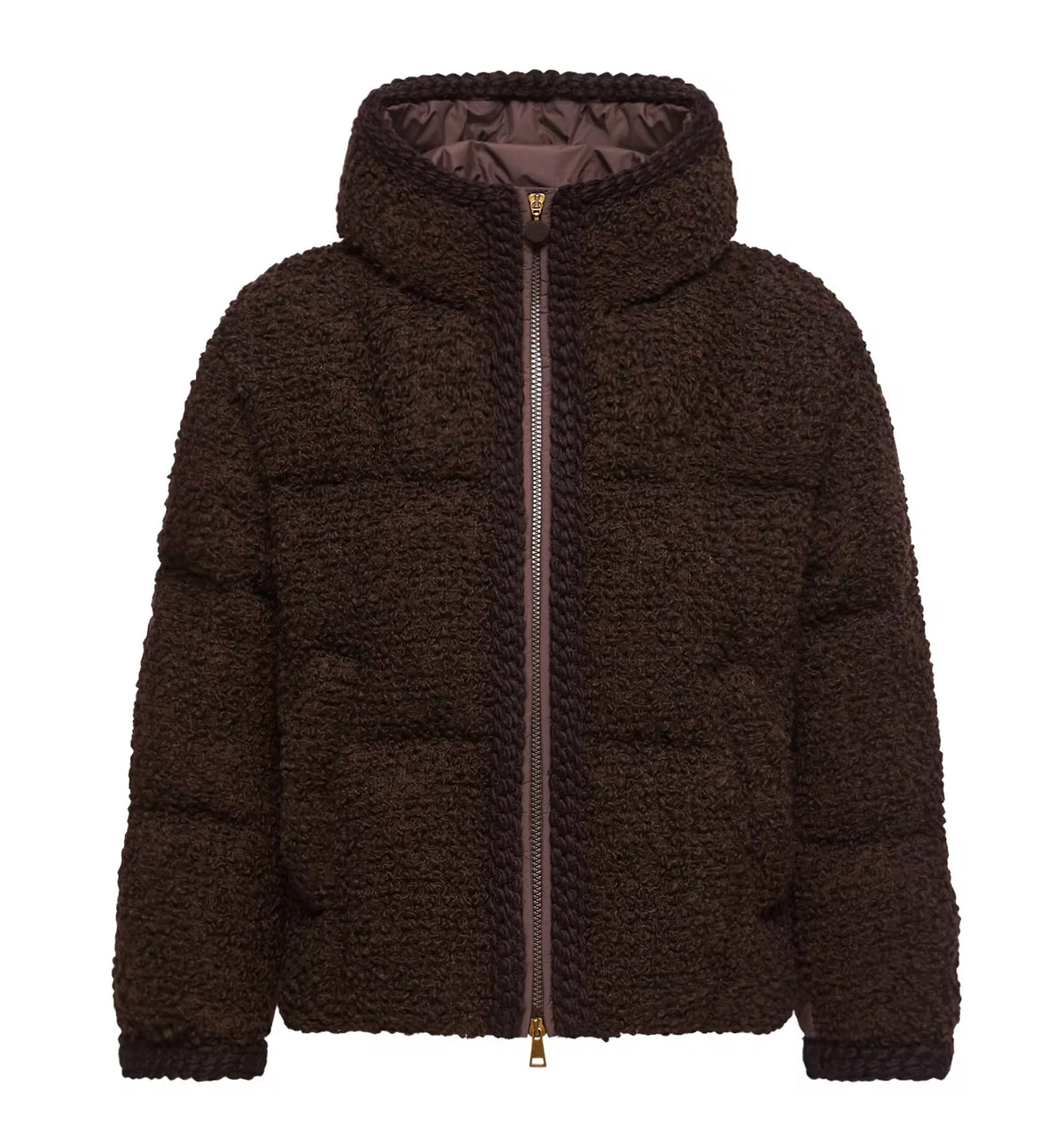 Cristallin Hooded Wool Blend Short Down Jacket