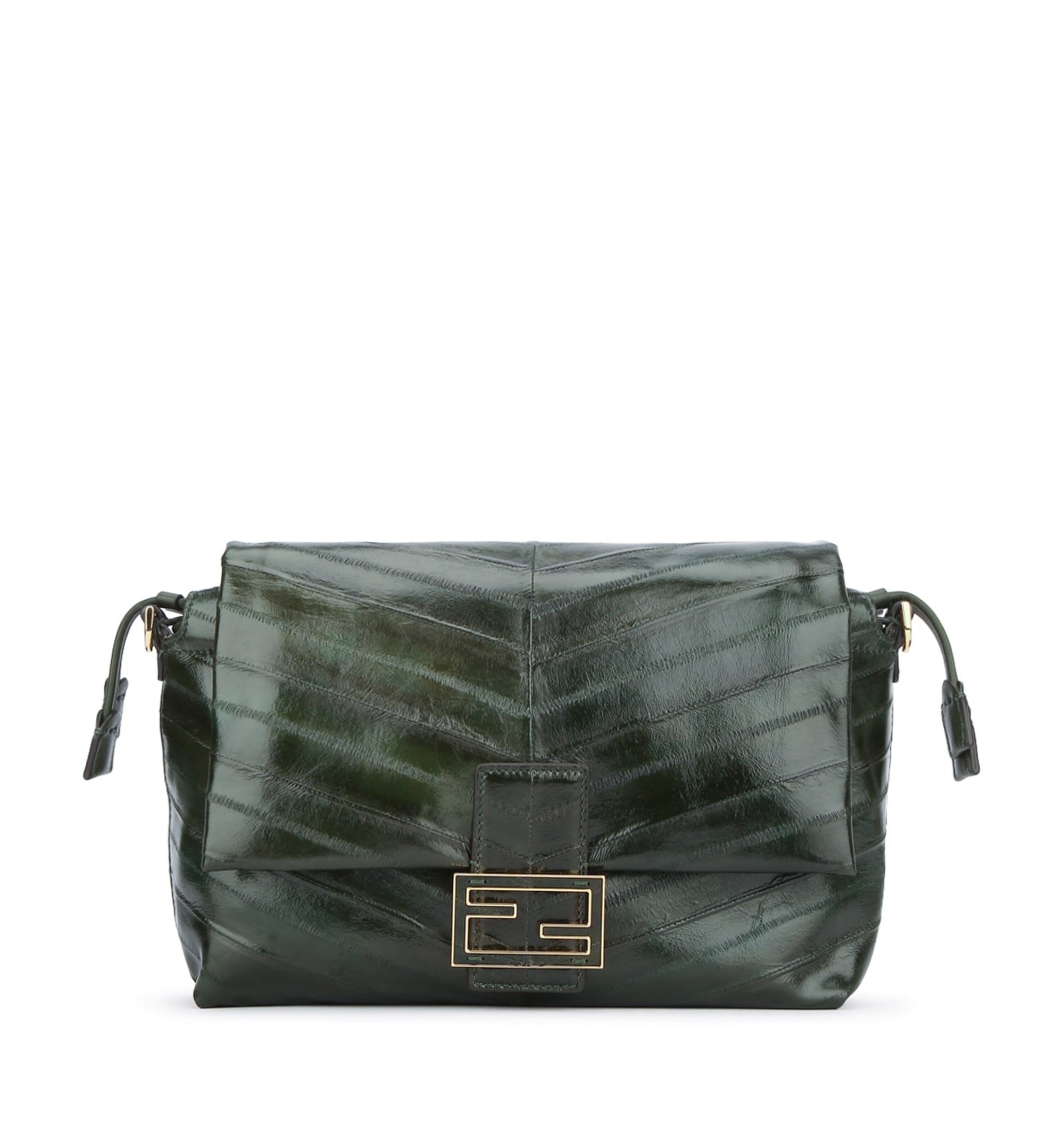 Mamma Baguette Medium Forest Green Inlaid Hagfish Leather Bag