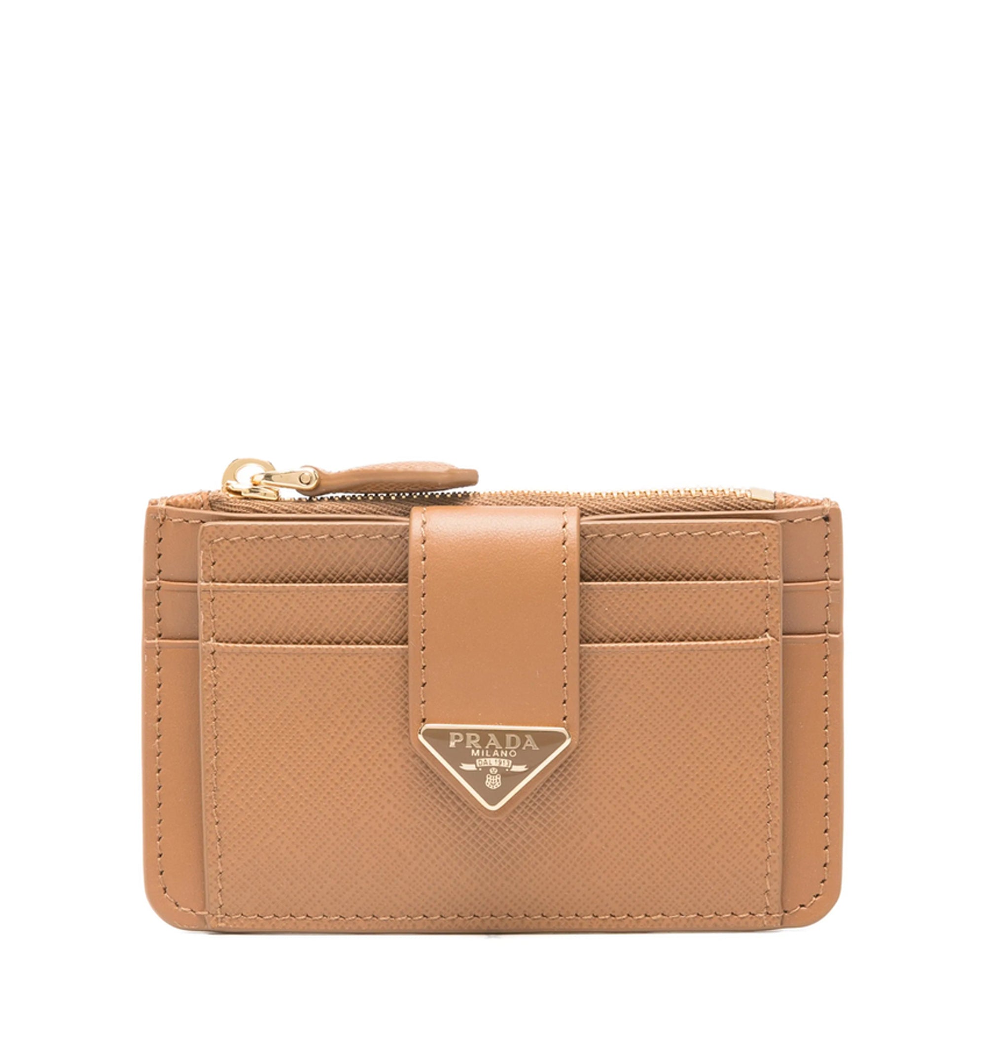 Saffiano and smooth leather card holder