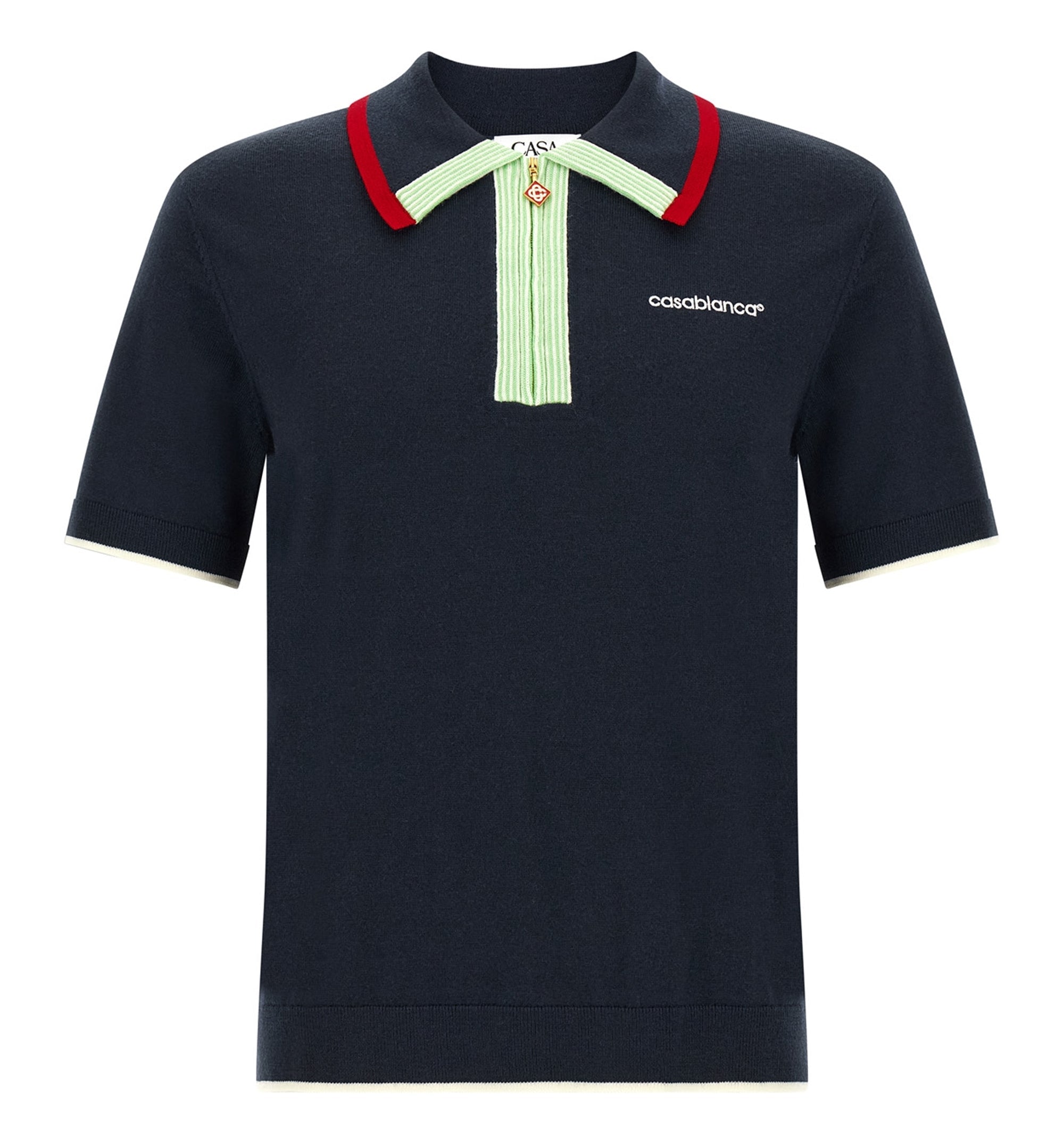 Knit polo shirt with zip