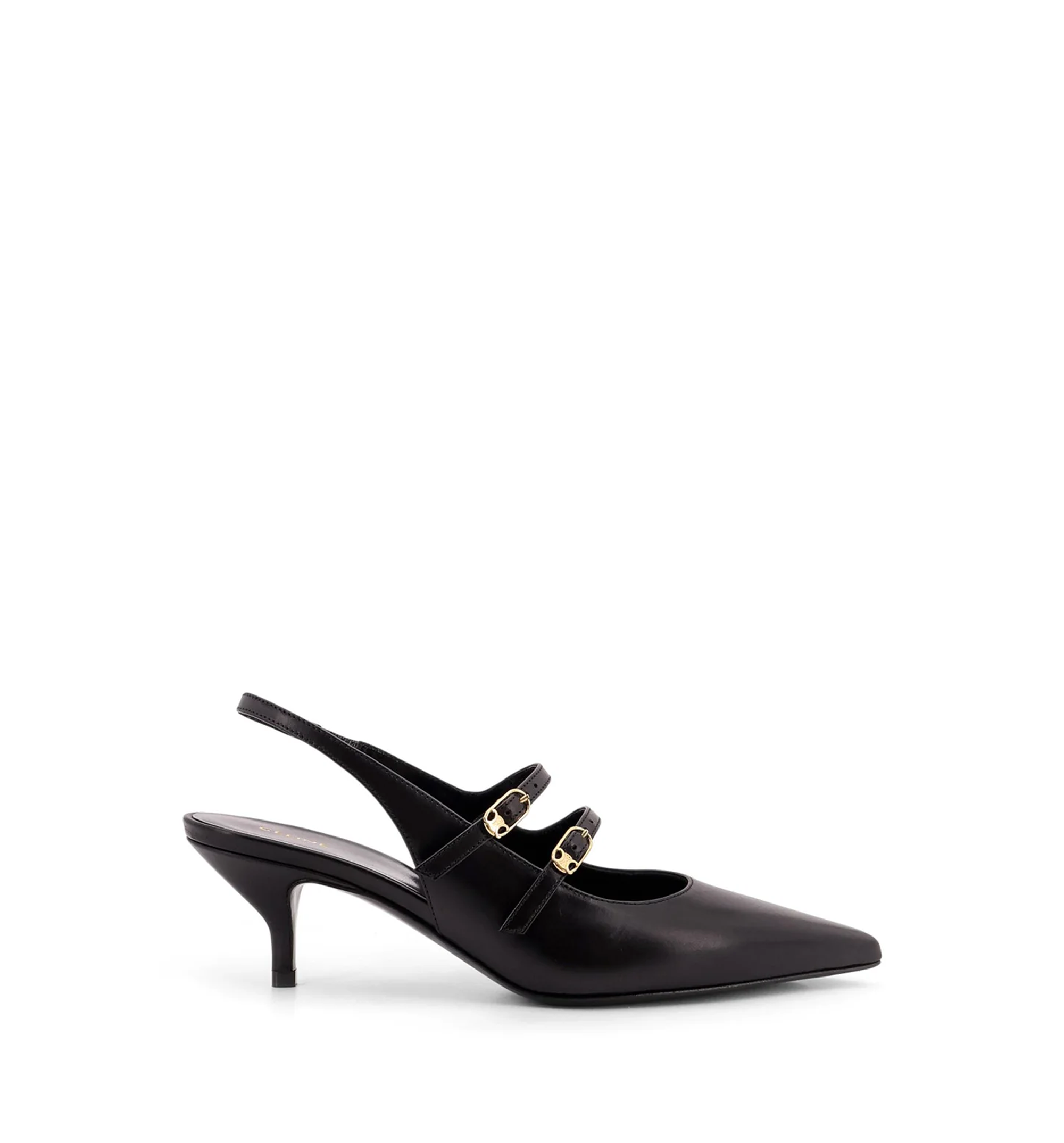 Judy Leather Double Strap Mary Jane Slingback - Black