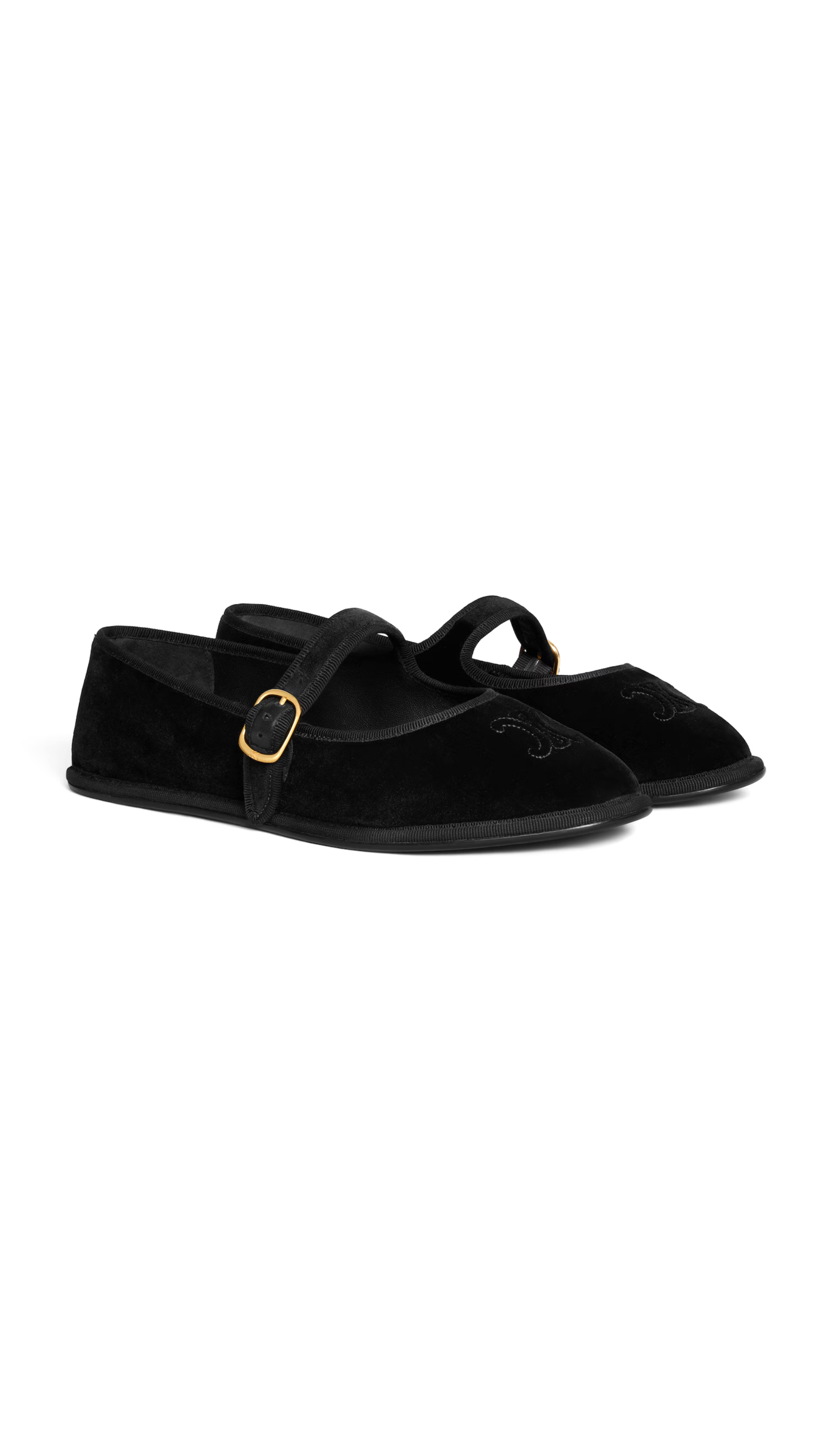 Eve Triomphe Mary-Jane Ballerina in Velvet - Black