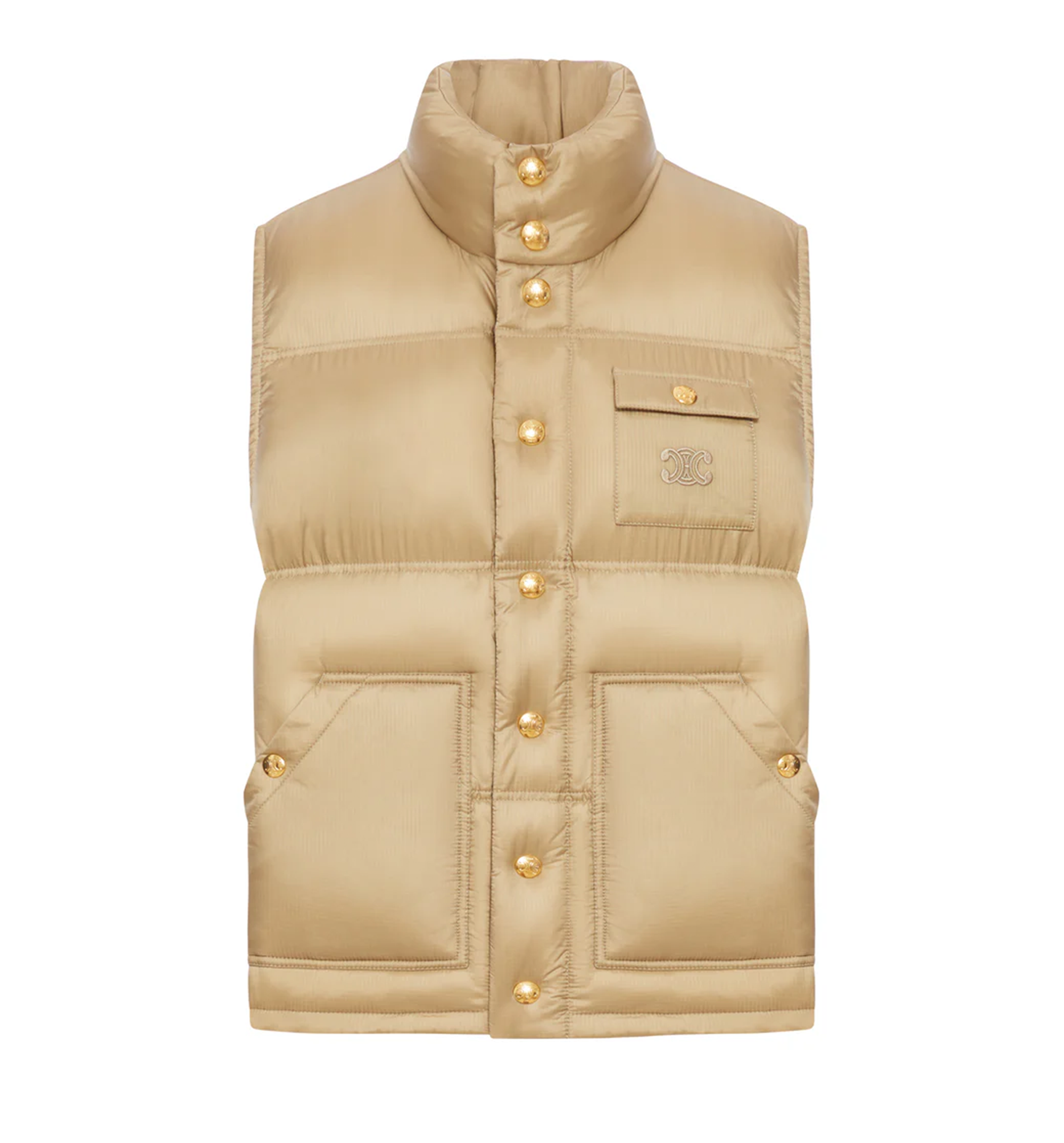 Sleeveless Triomphe Down Jacket - Beige
