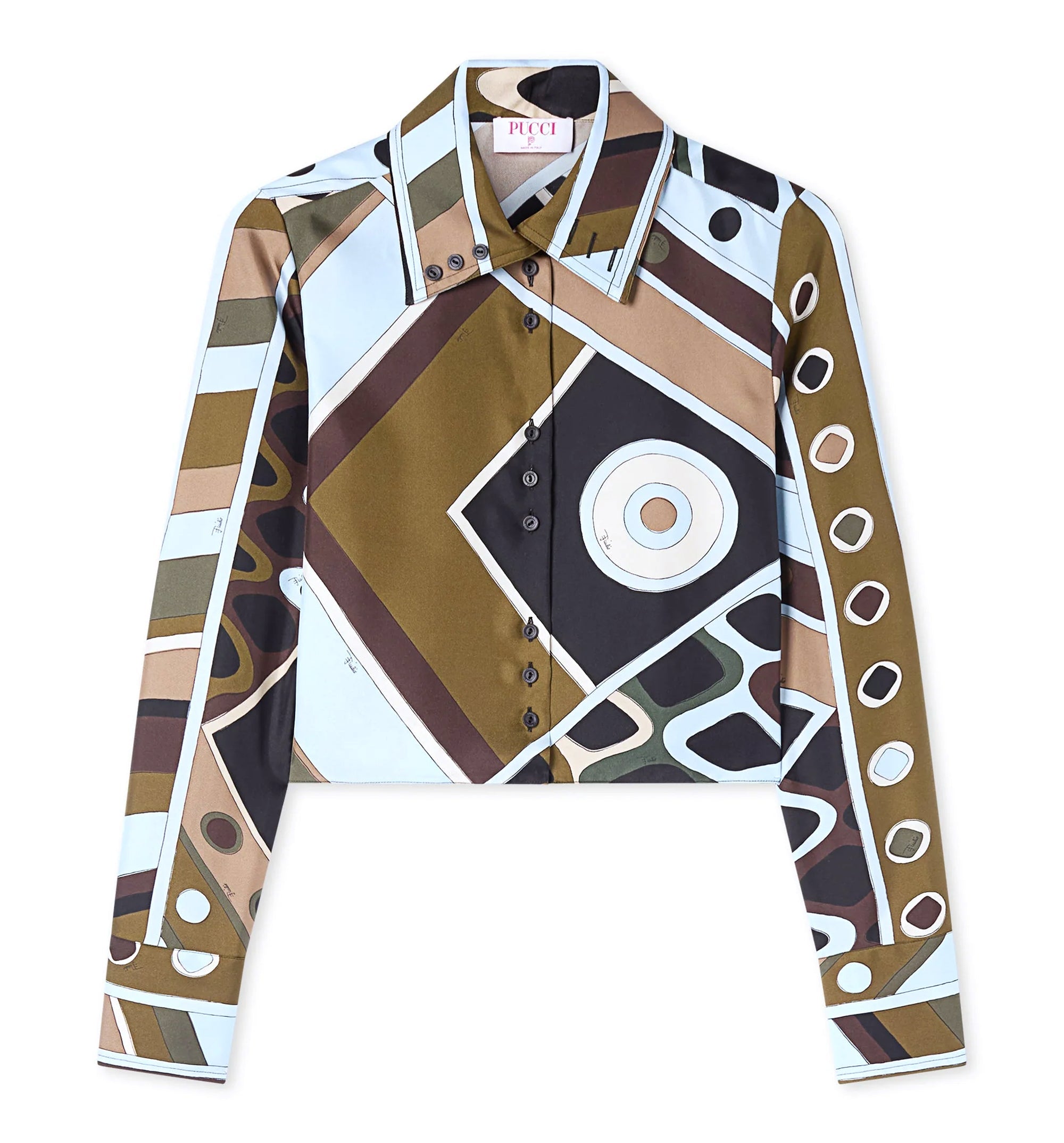 Vivara Print Silk Crop Shirt