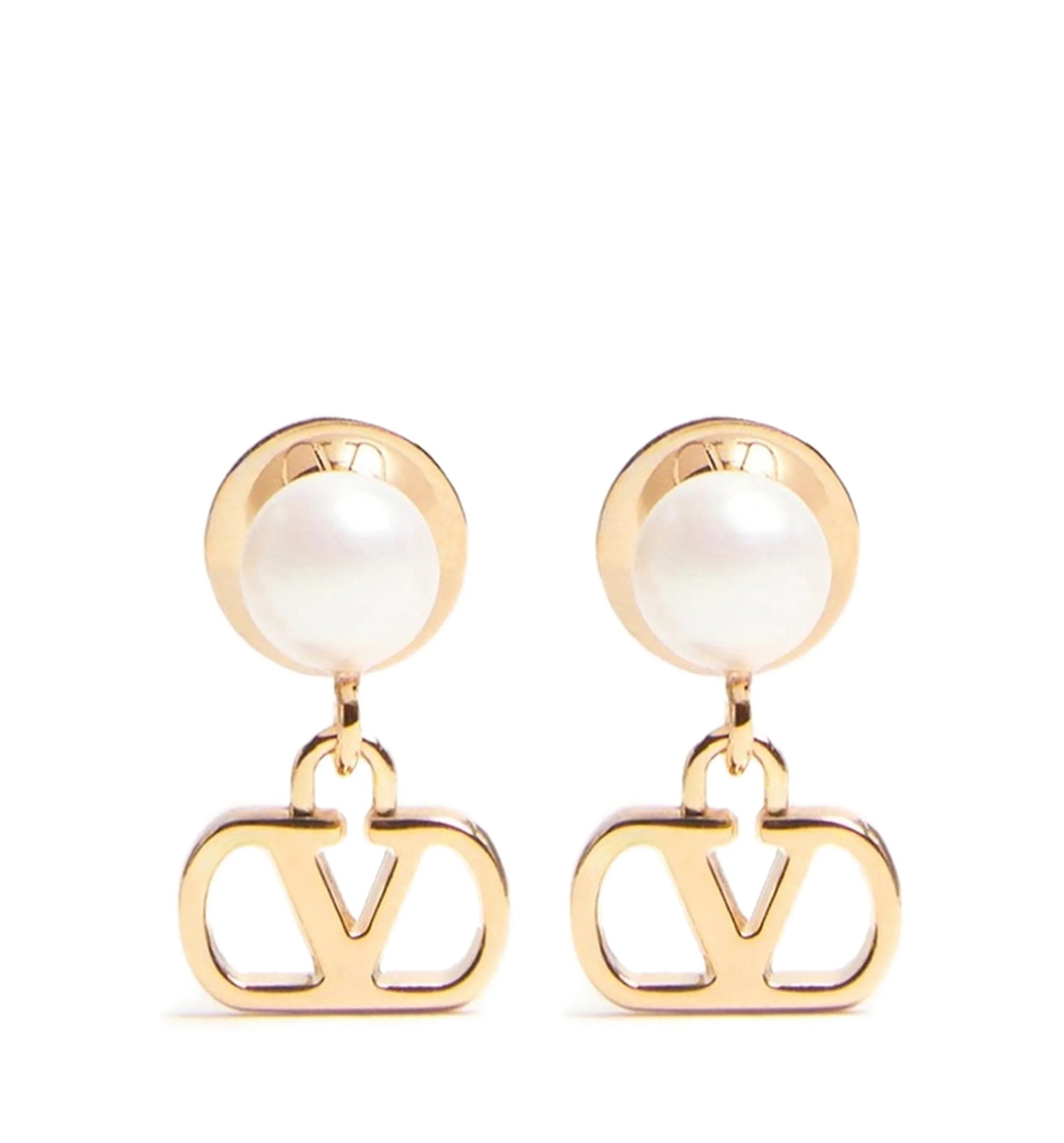 Vlogo Signature Metal And Pearl Earrings