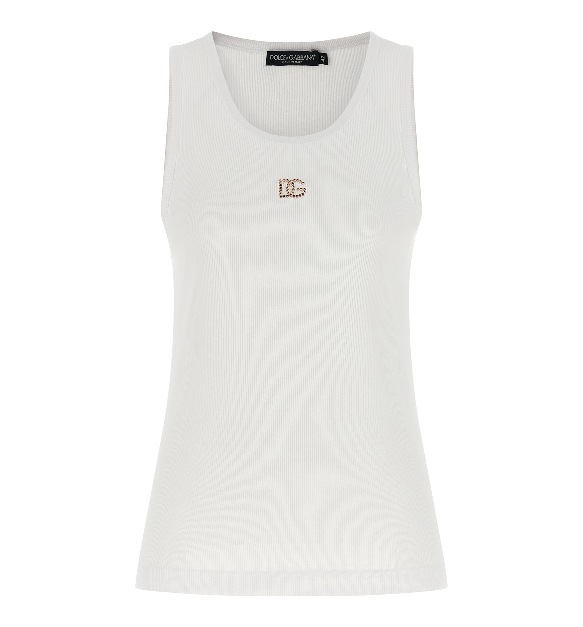 Ribbed Tank Top With DG Embroidery And Rhinestones