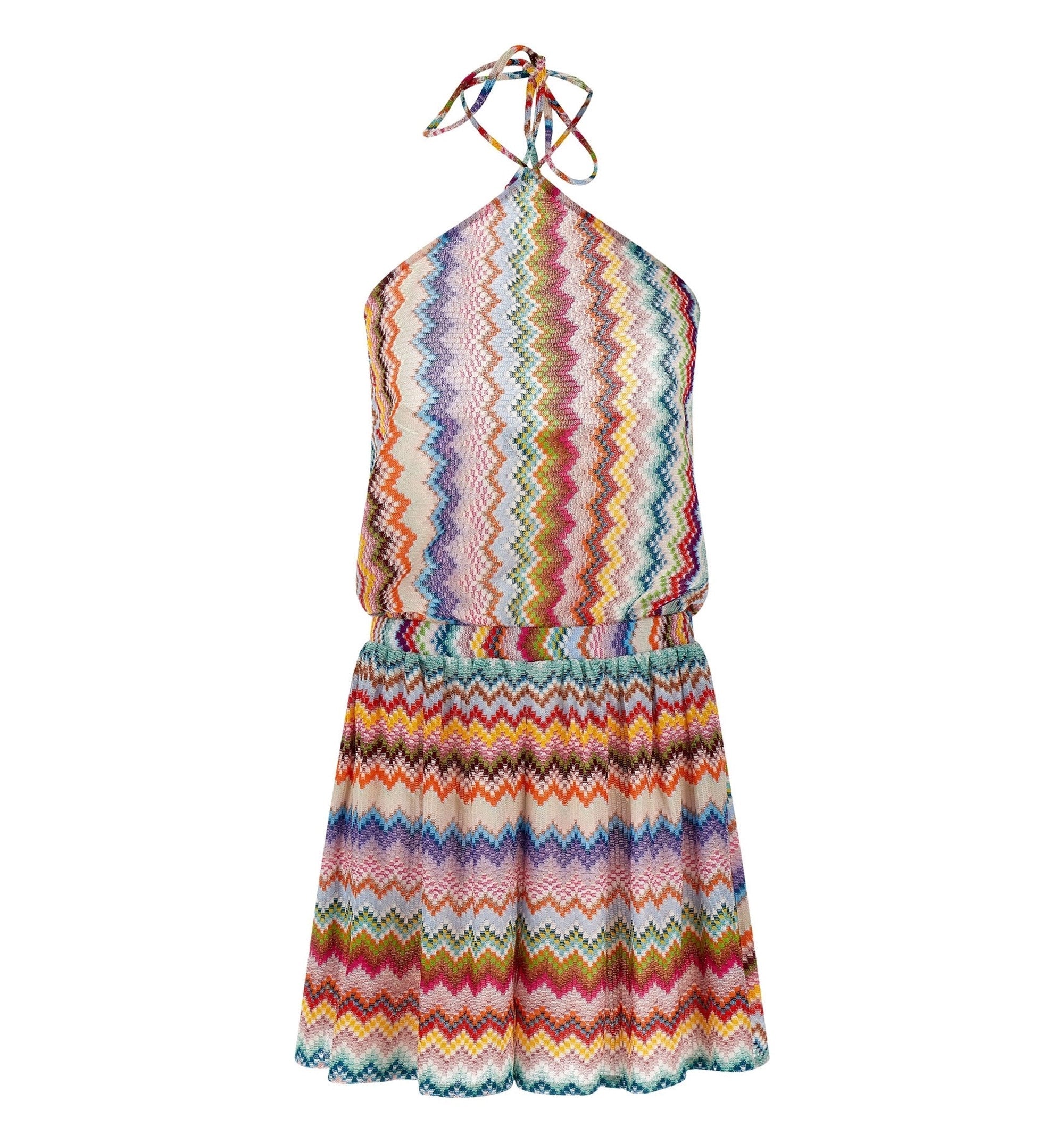Short Jumpsuit In Lamé Viscose With Pixel-Effect Zigzag Pattern