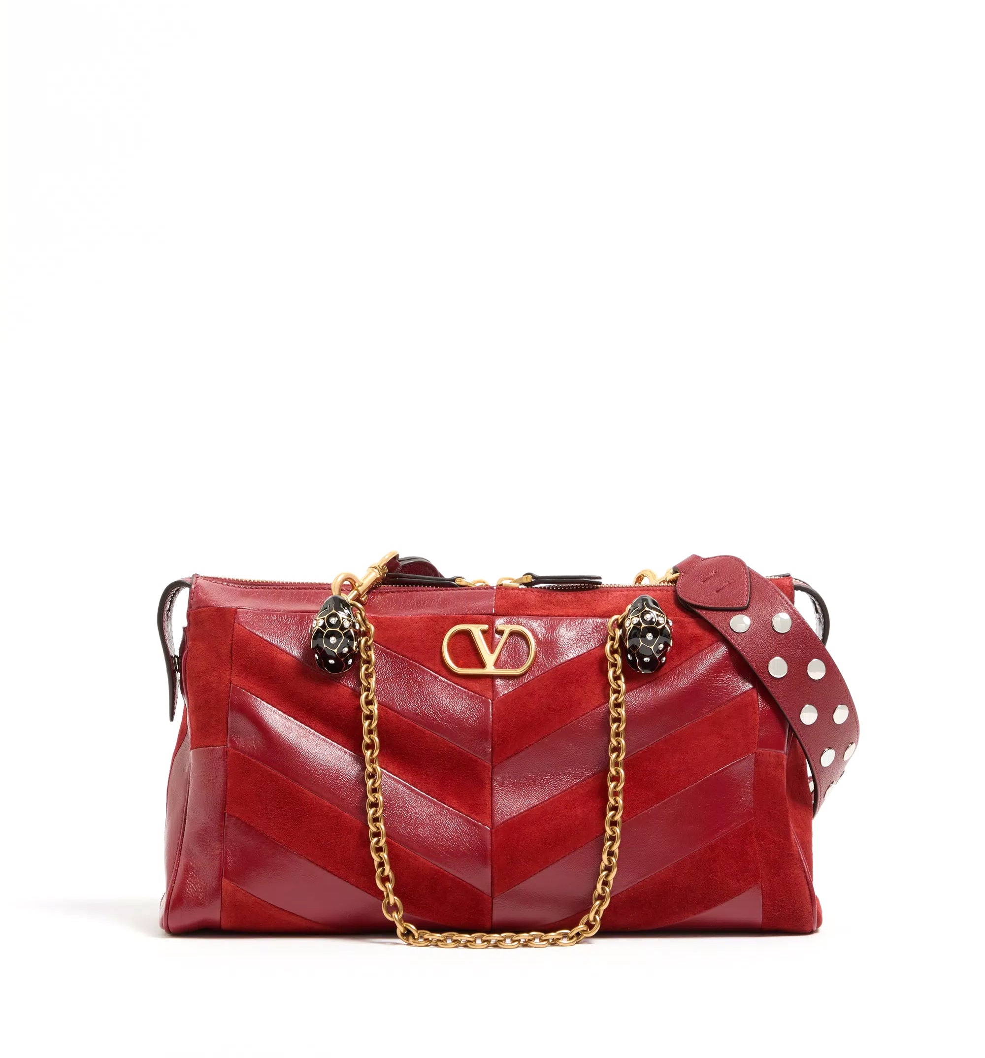 Panthea Medium Shoulder Bag In Suede And Nappa With Chevron Motif