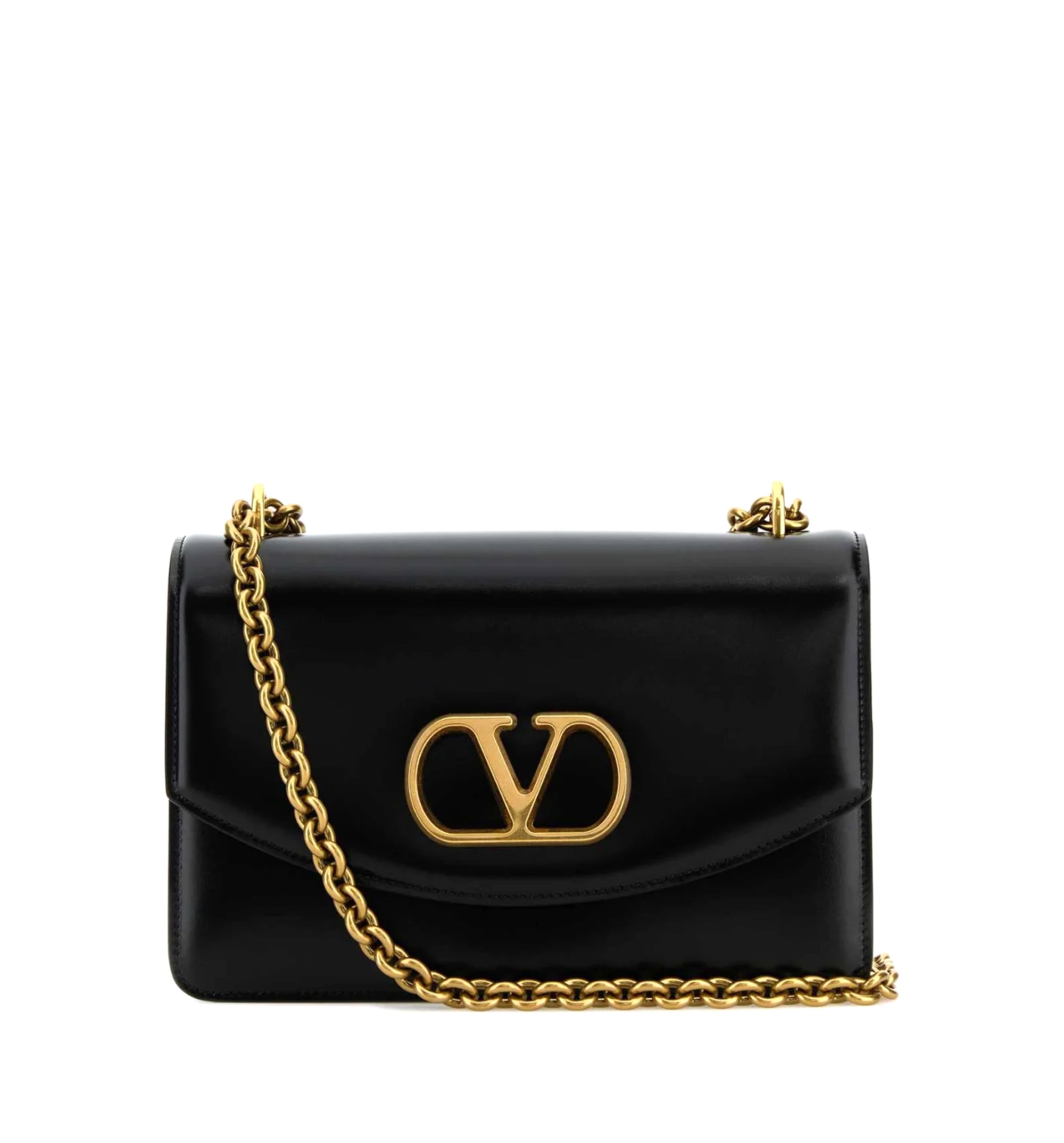 VLogo Plaque Foldover Top Shoulder Bag