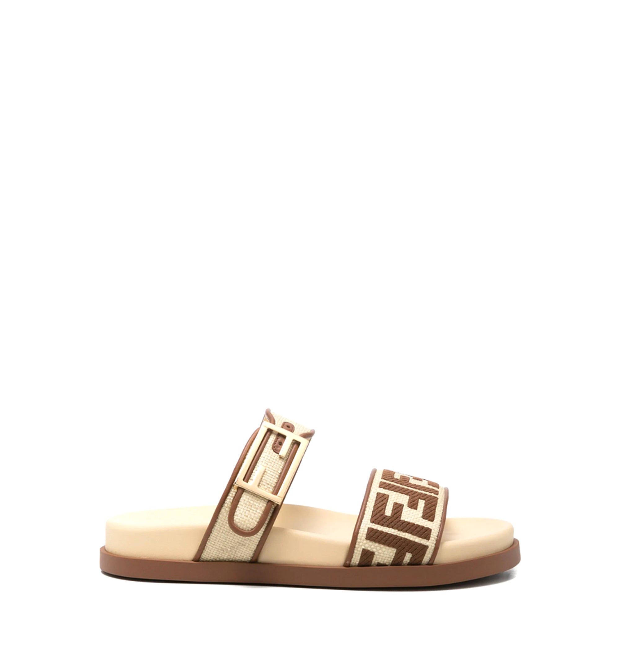 Fendi Raffia Ff Logo Double Strap Sandals