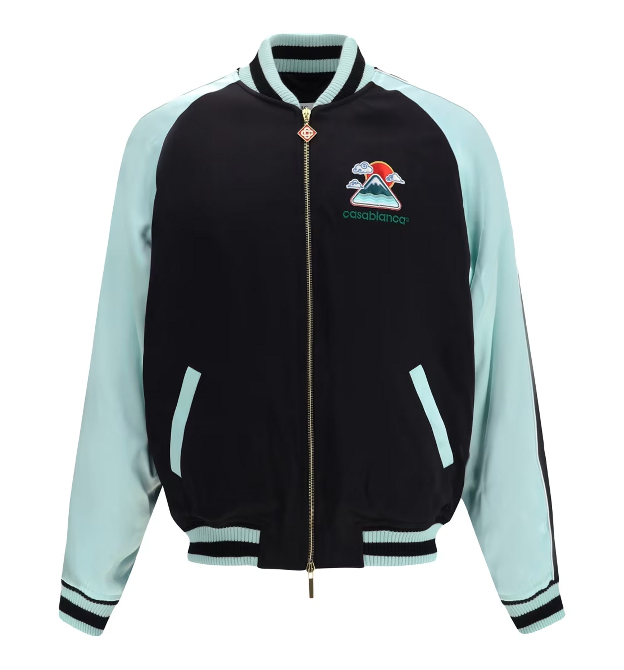 Two-Tone Satin Bomber Jacket