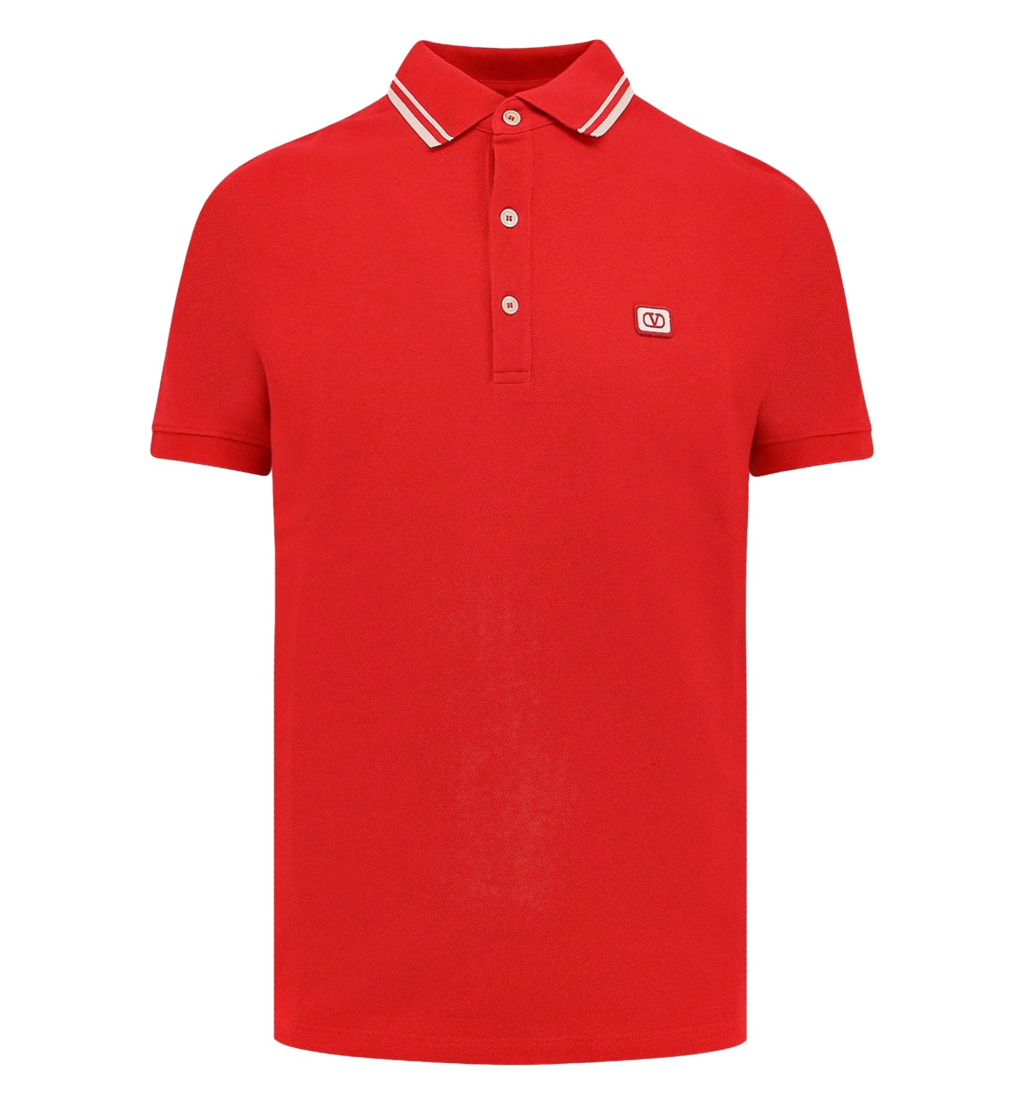 Cotton Piqué Polo Shirt with VLogo Patch