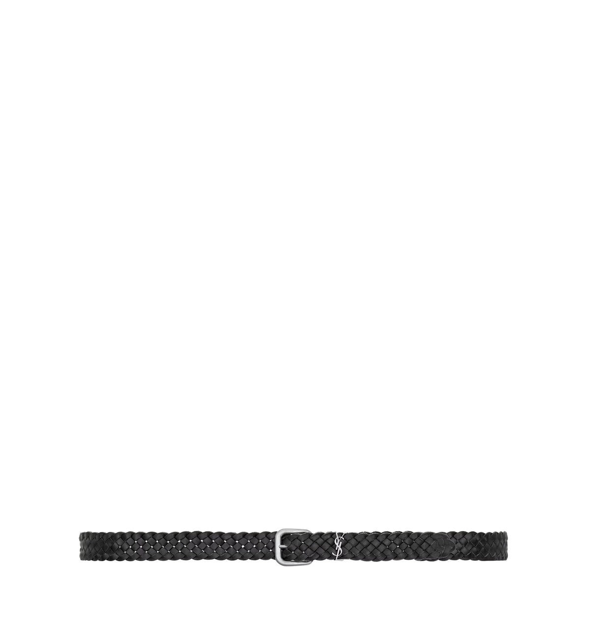 Cassandre Rectangular Buckle Belt In Woven Leather