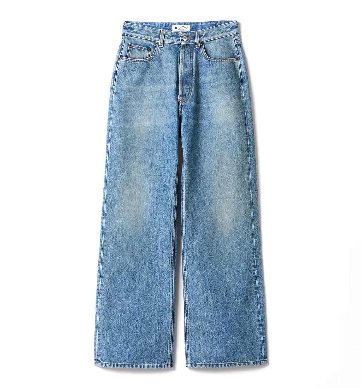 Five-pocket washed denim jeans