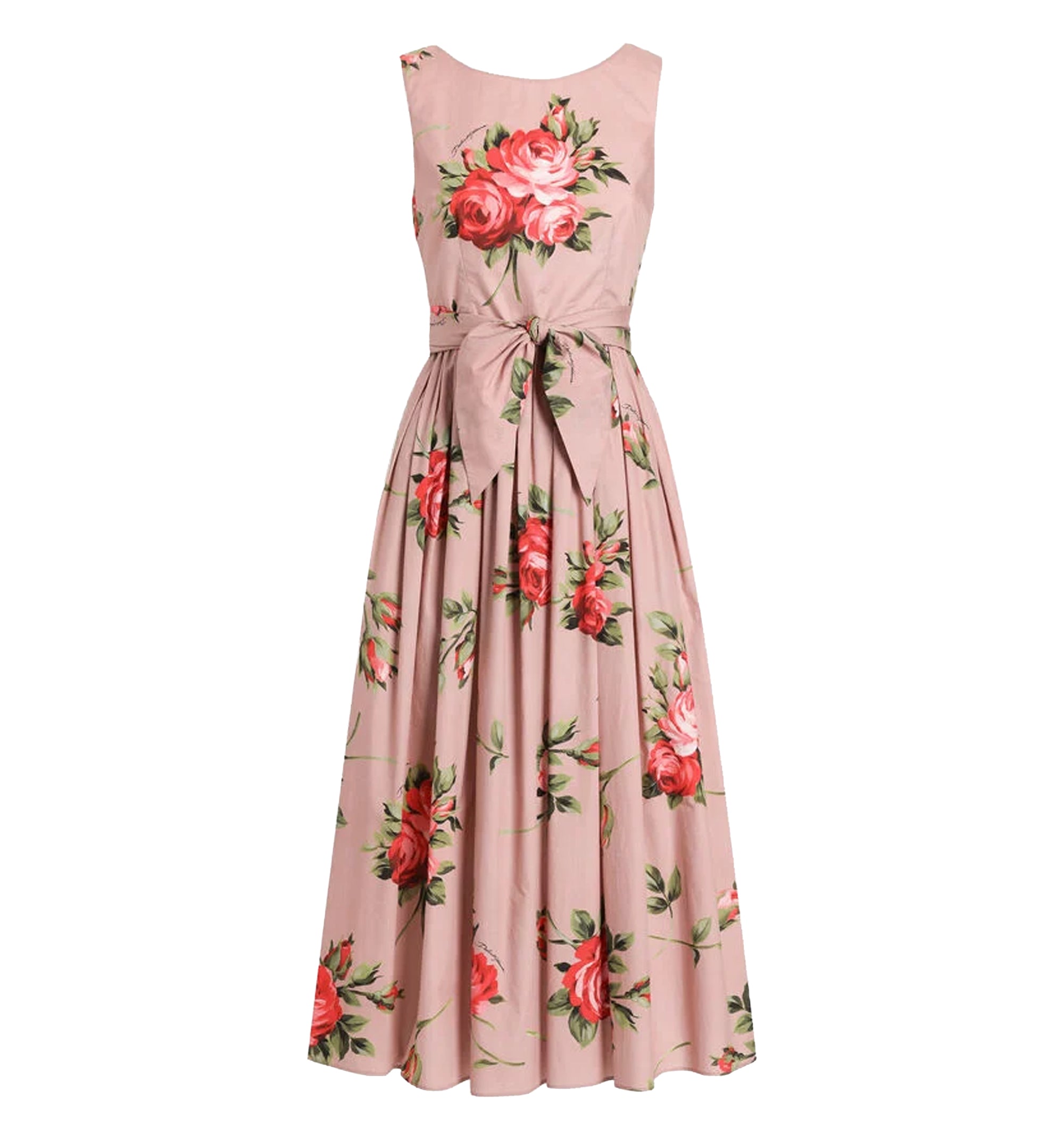 Rose Bouquet-Print Cotton Dress