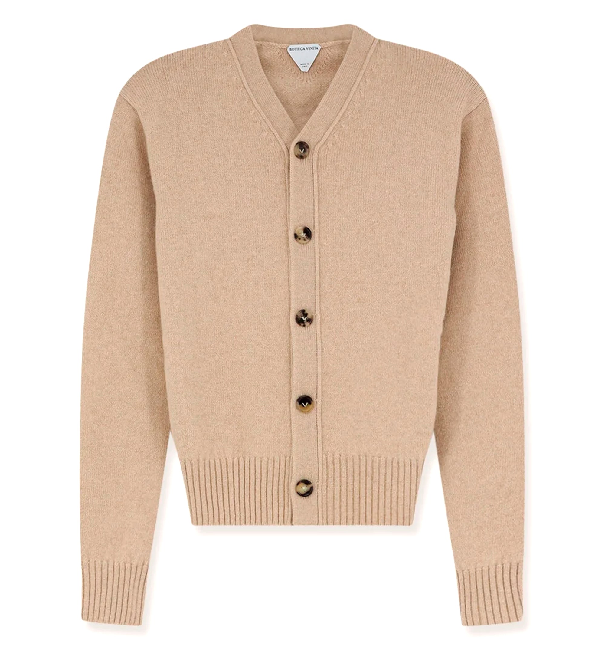 Cashmere blend cardigan with Intrecciato logo patch