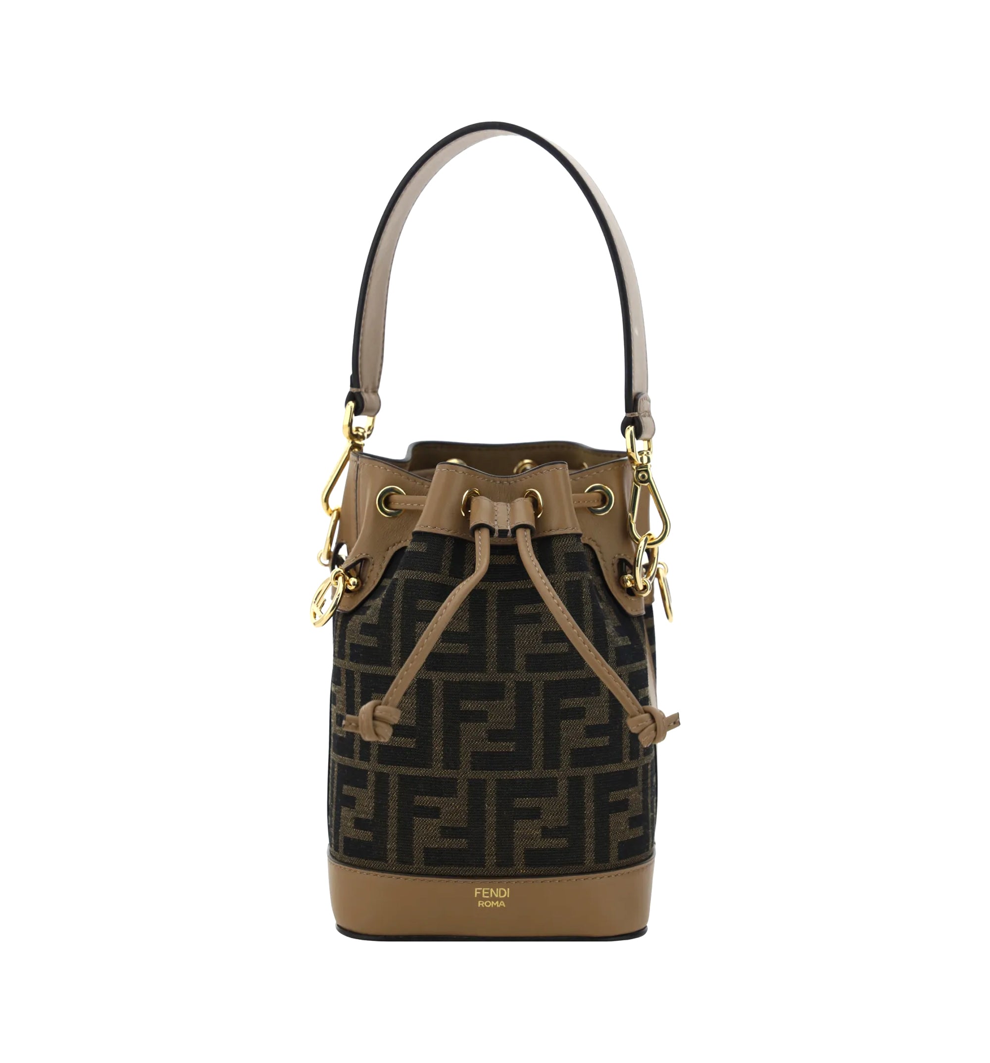 Mon Tresor Brown FF Fabric Bucket Bag