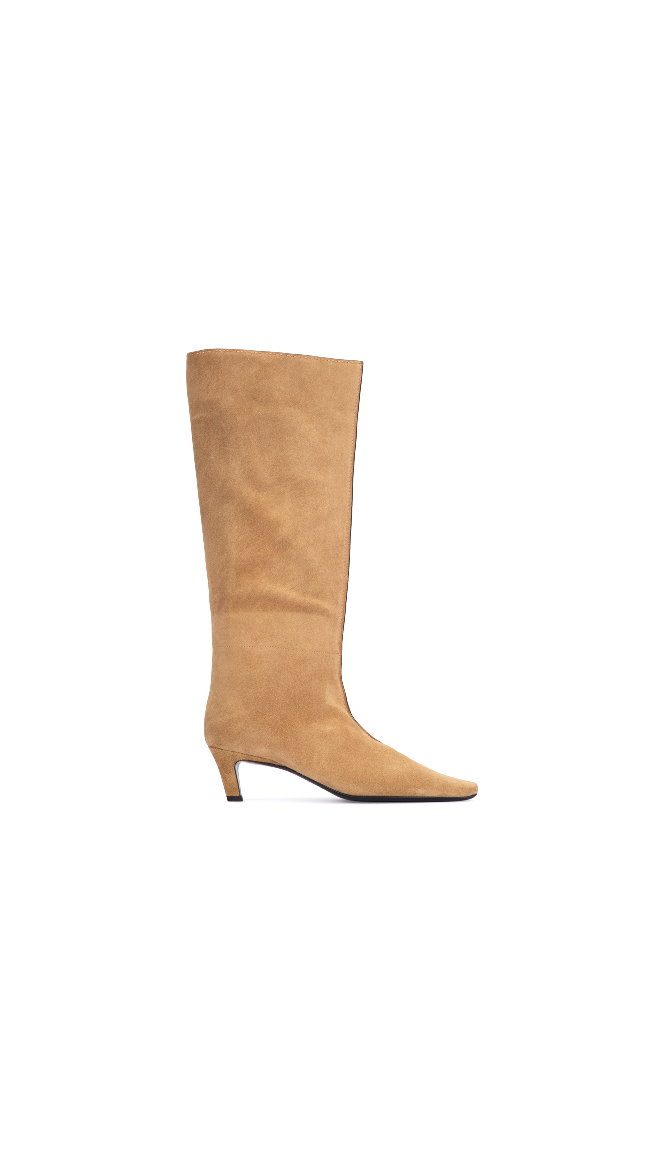 Suede Wide Shaft Boots - Caramel