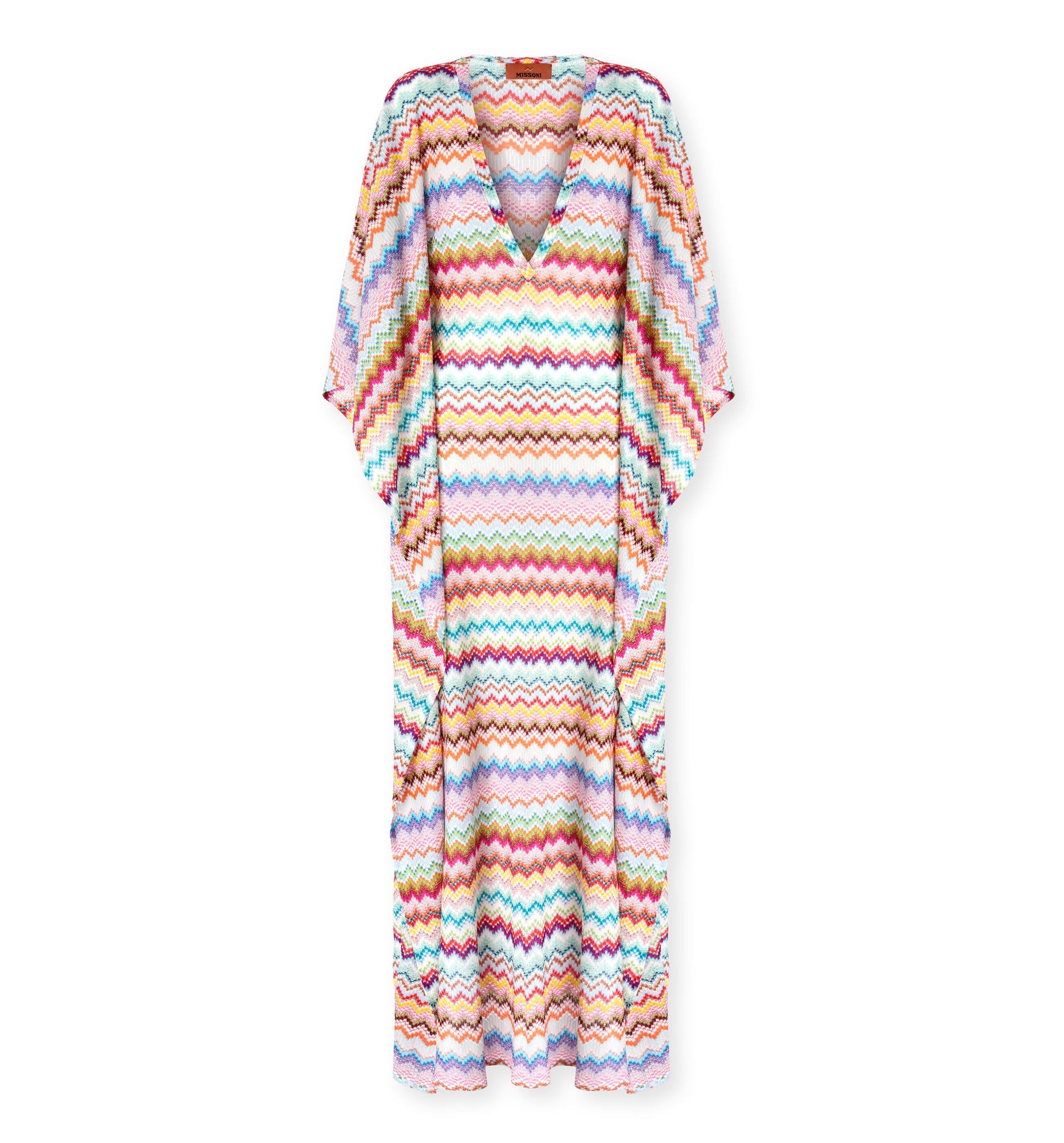 Long Caftan Cover-Up With Micro Pixel-Effect Zigzag Pattern