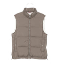 Lightweight techno fabric down vest with packable hood
