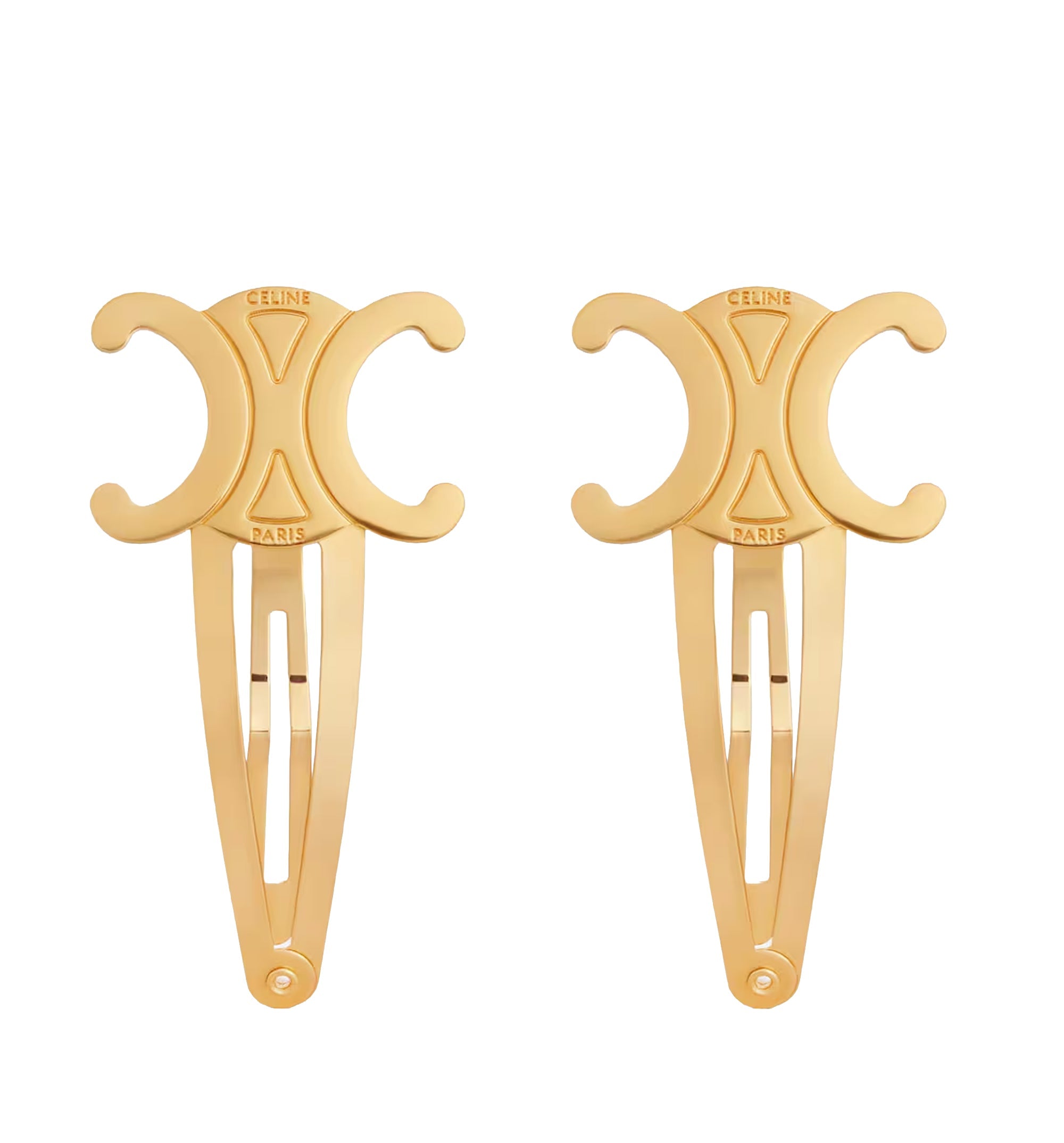 Celine Set of 2 Snap Hair Clips in Brass with Gold Finish and Steel
