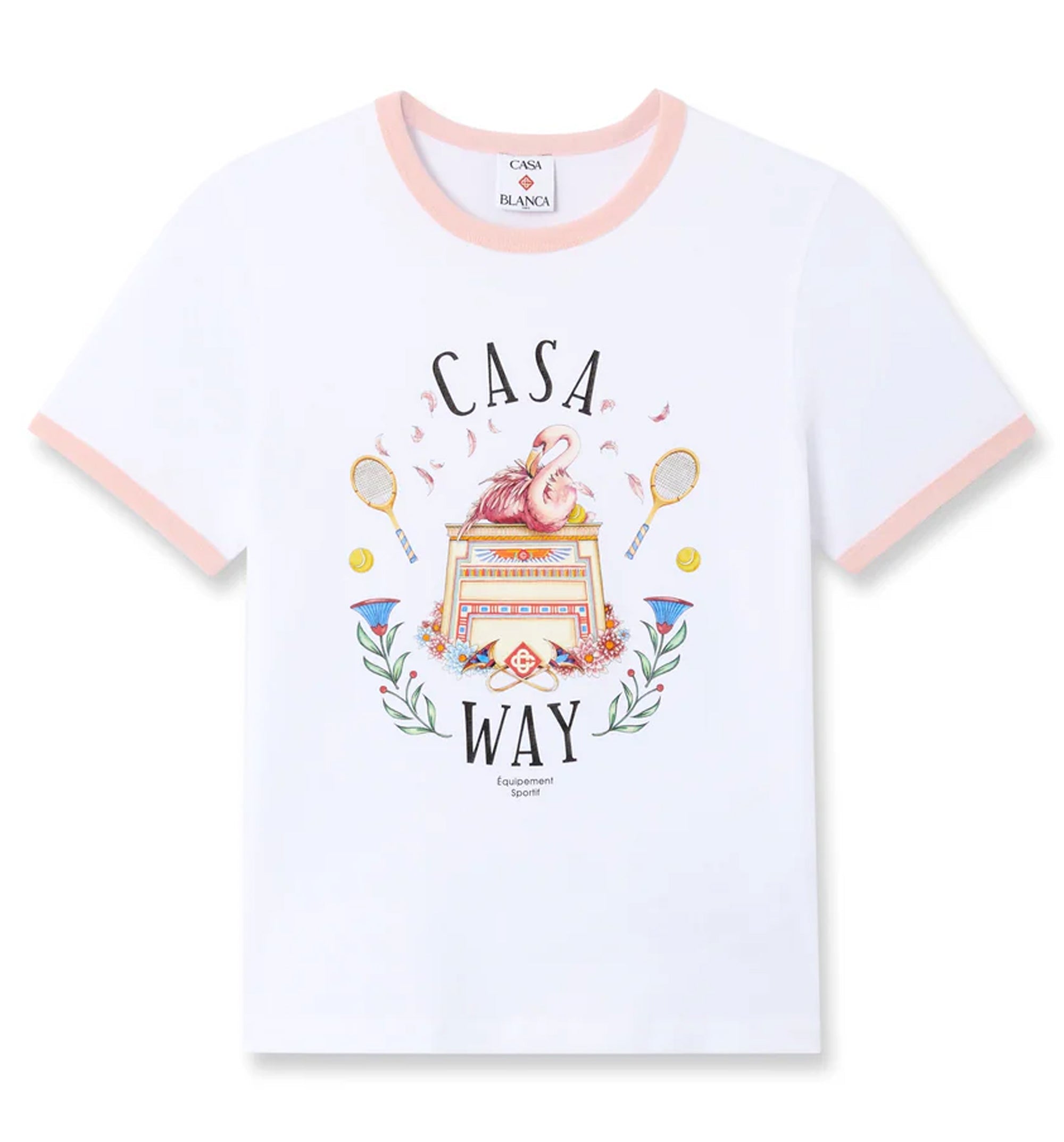 White Casa Way Ringer Short Sleeve T-Shirt