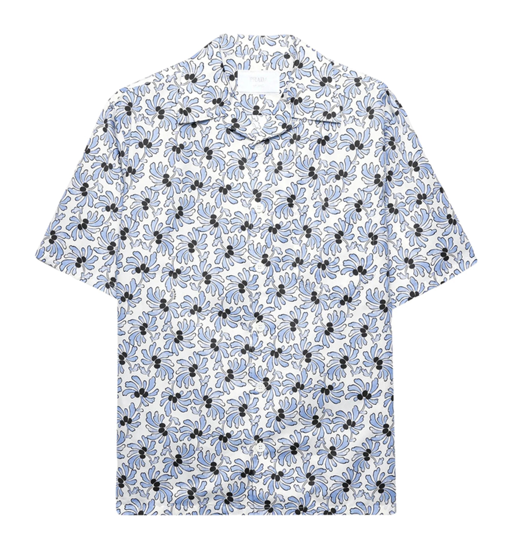 Printed cotton blend bowling shirt