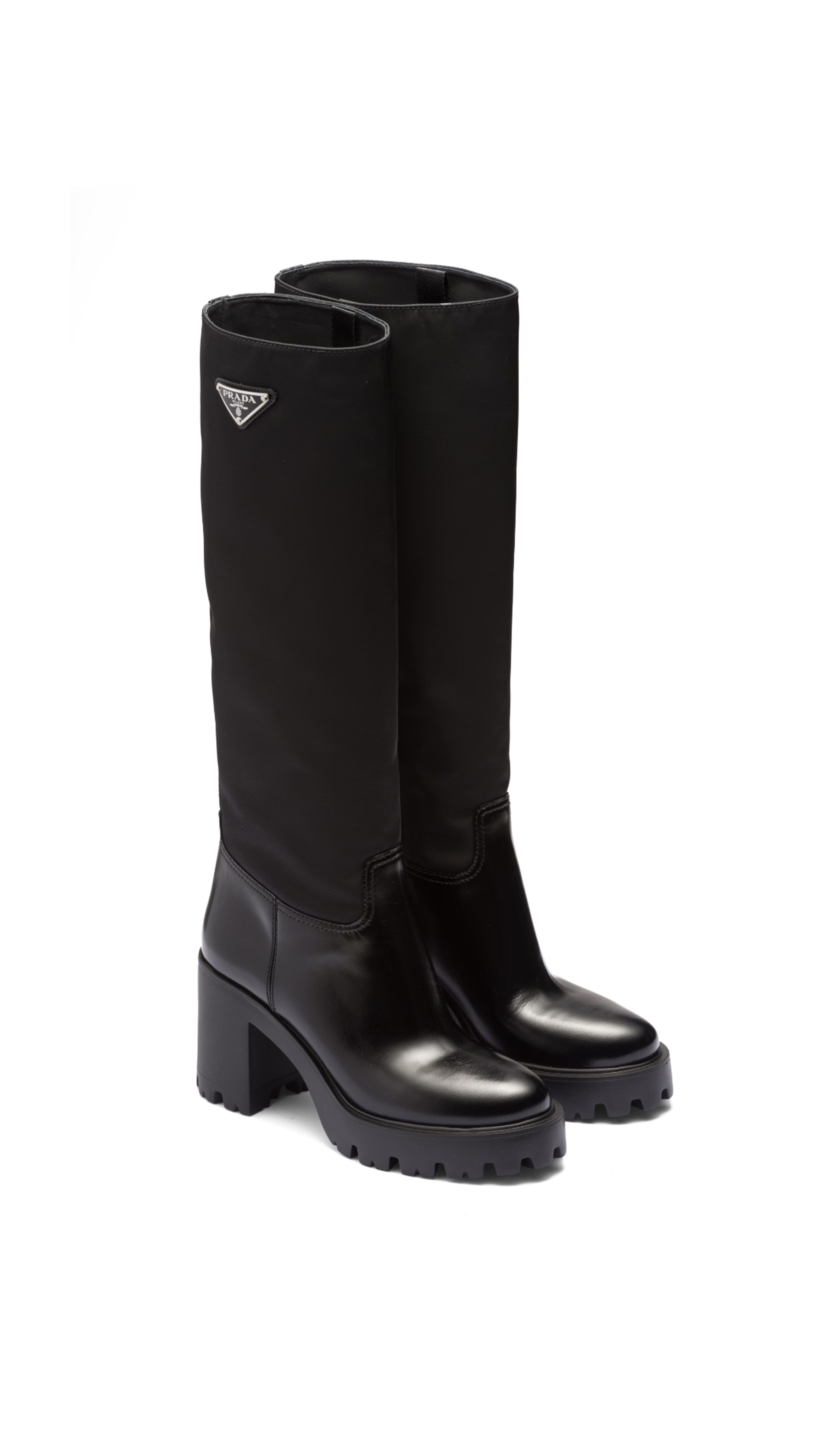 Leather and Re-Nylon Boots - Black