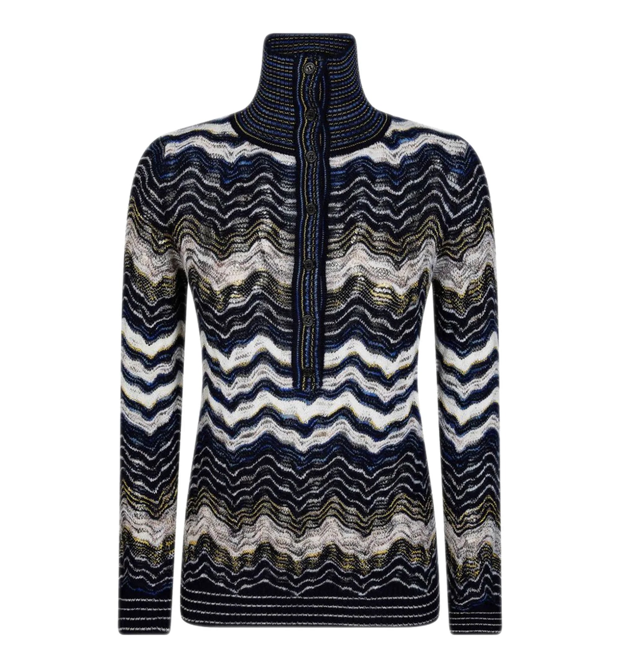 Navy Zig Zag Motif Polo Shirt